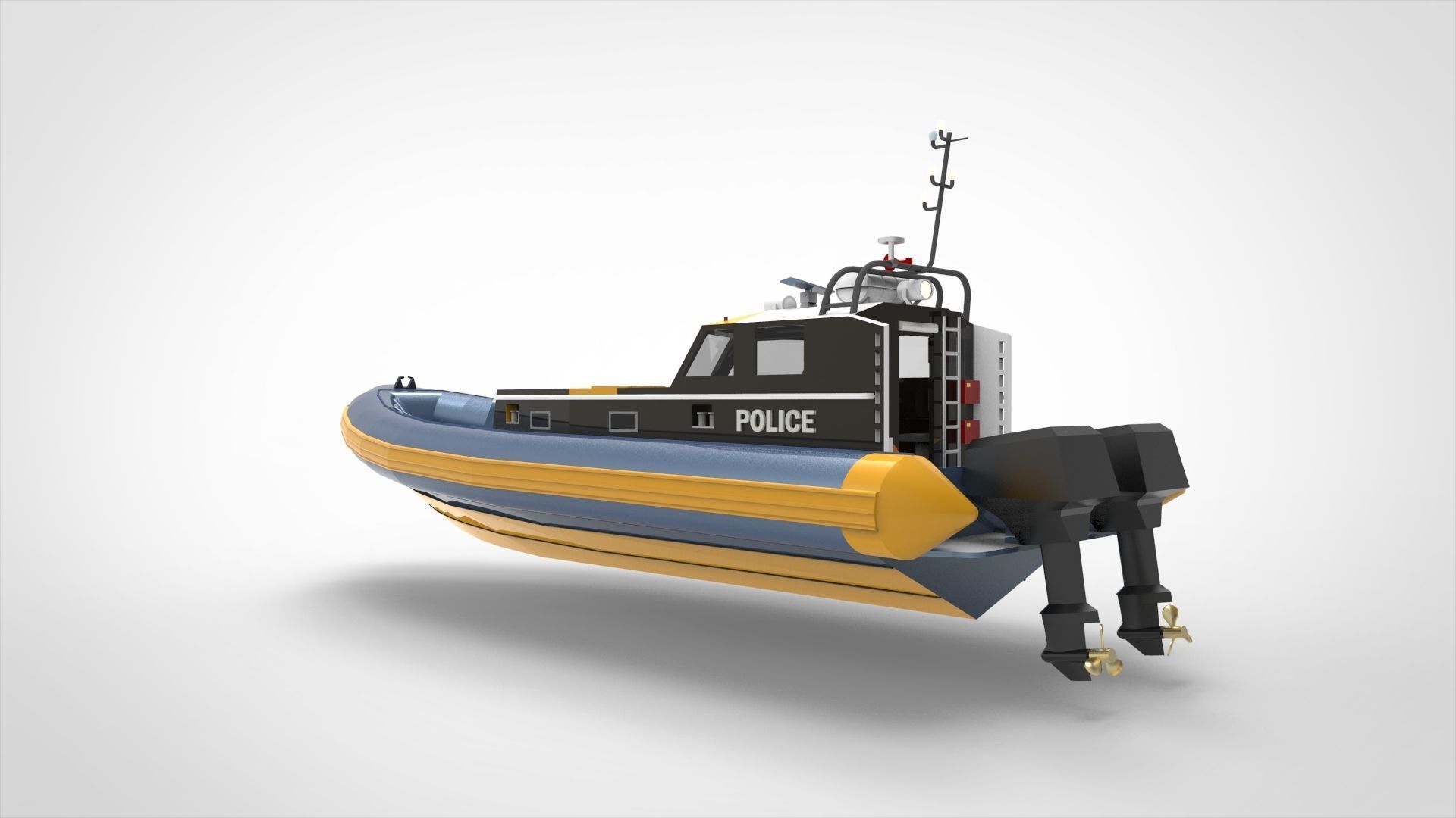 Police Boat 3D model_6