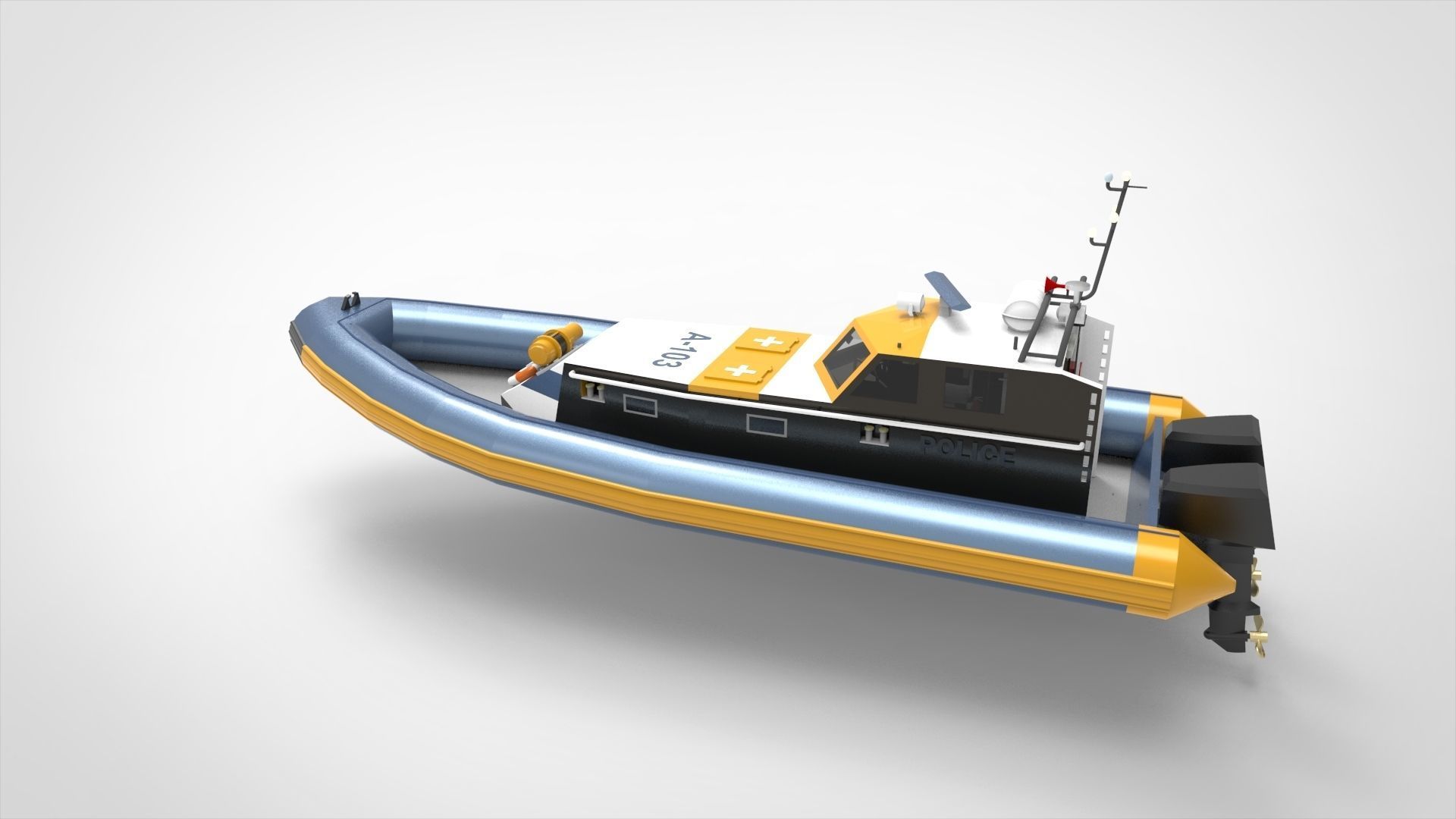 Police Boat 3D model_5