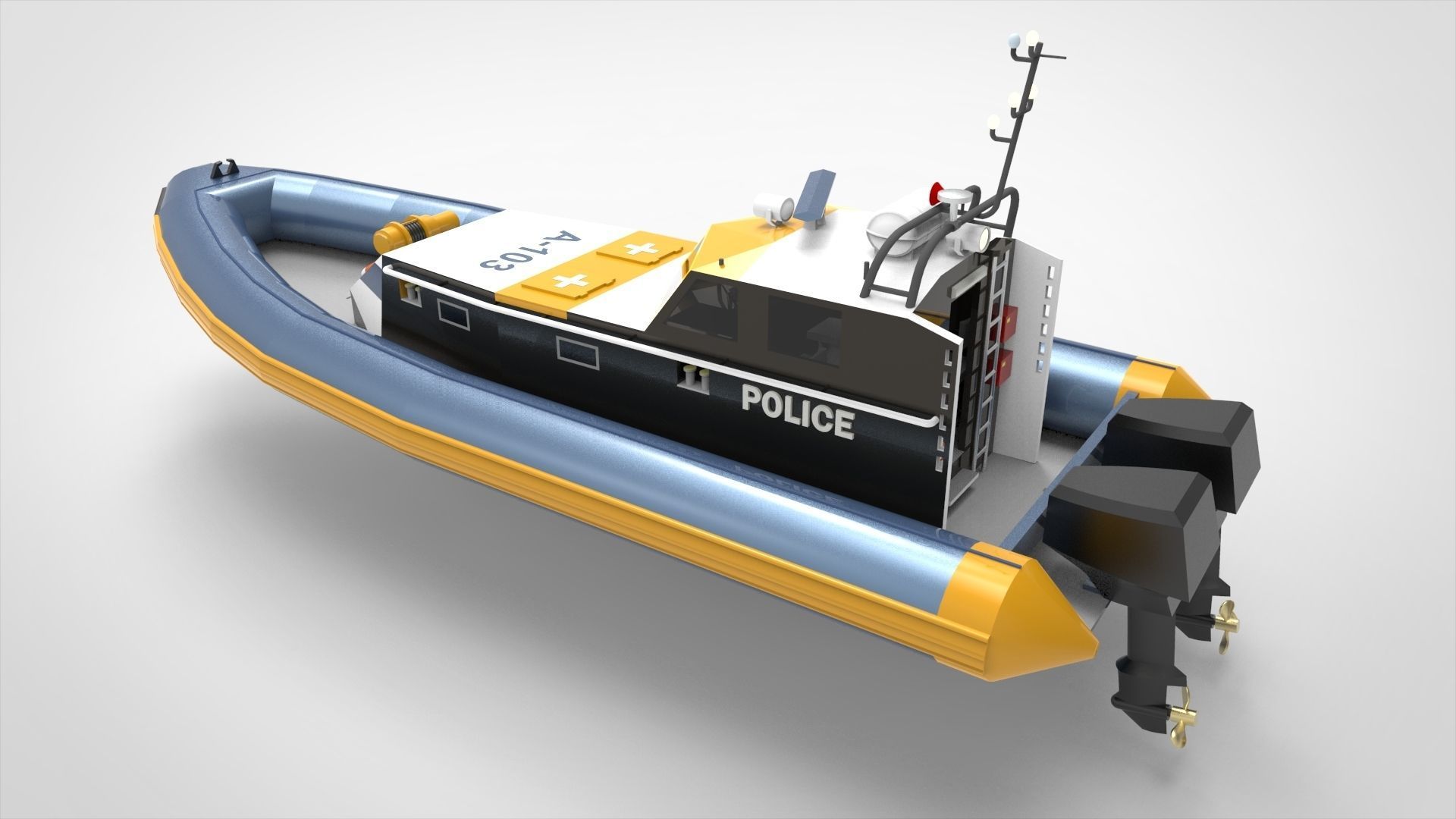 Police Boat 3D model_10
