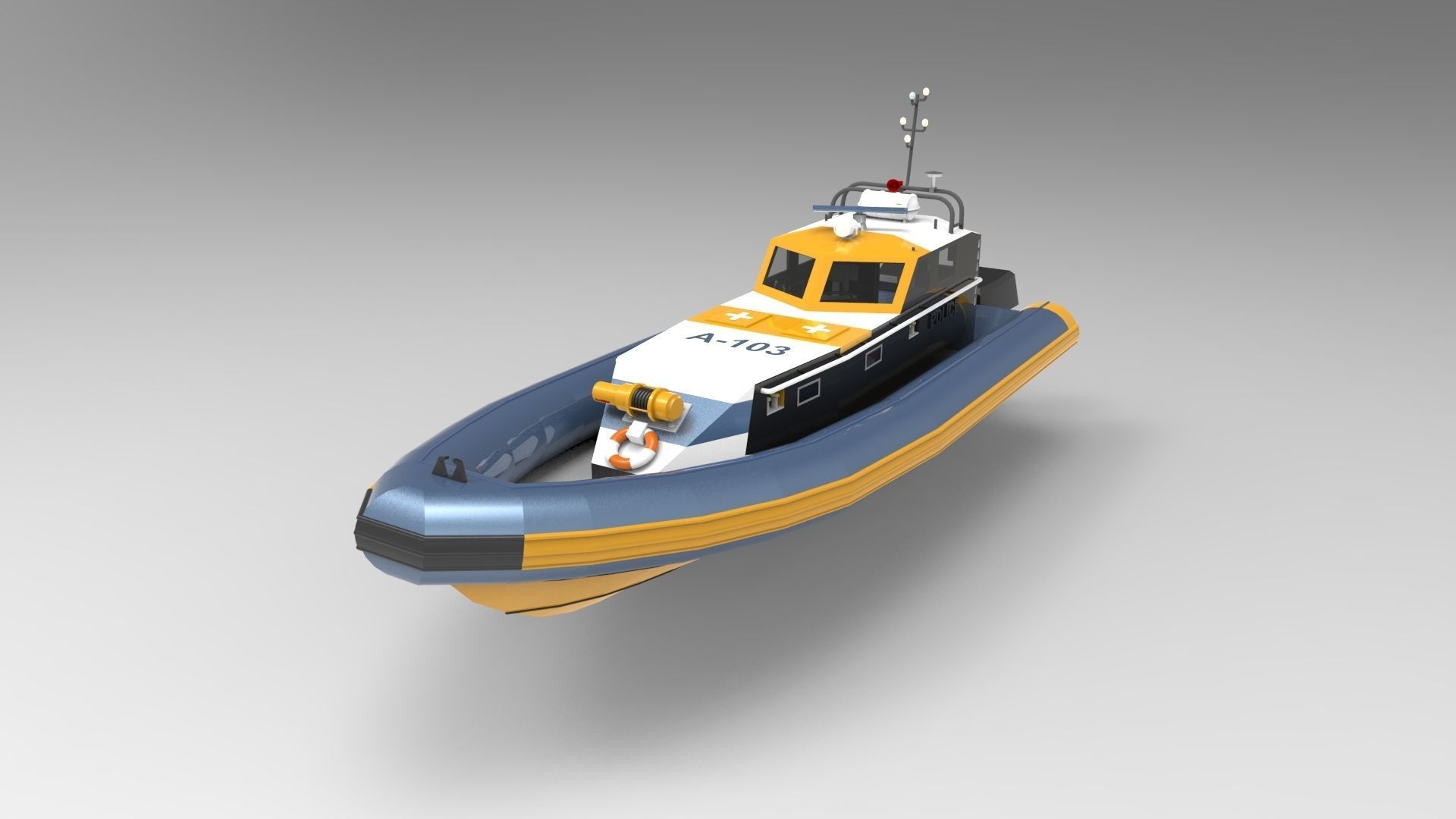 Police Boat 3D model_1