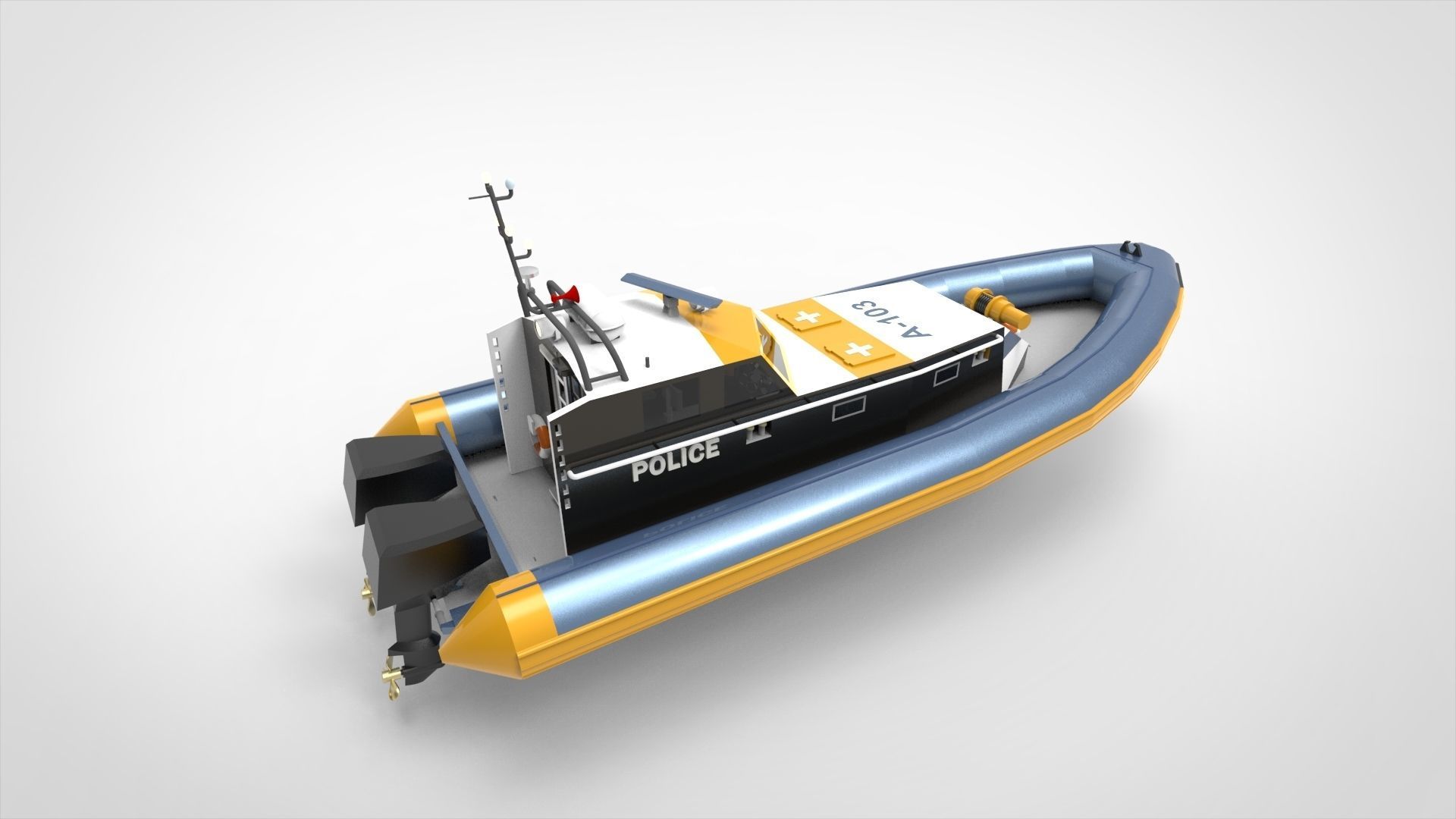 Police Boat 3D model_15