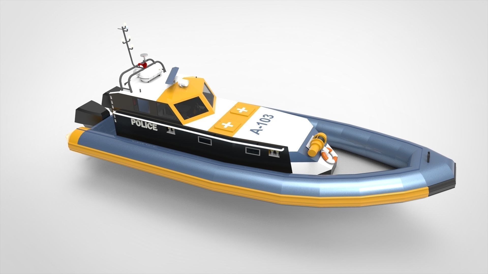 Police Boat 3D model_12