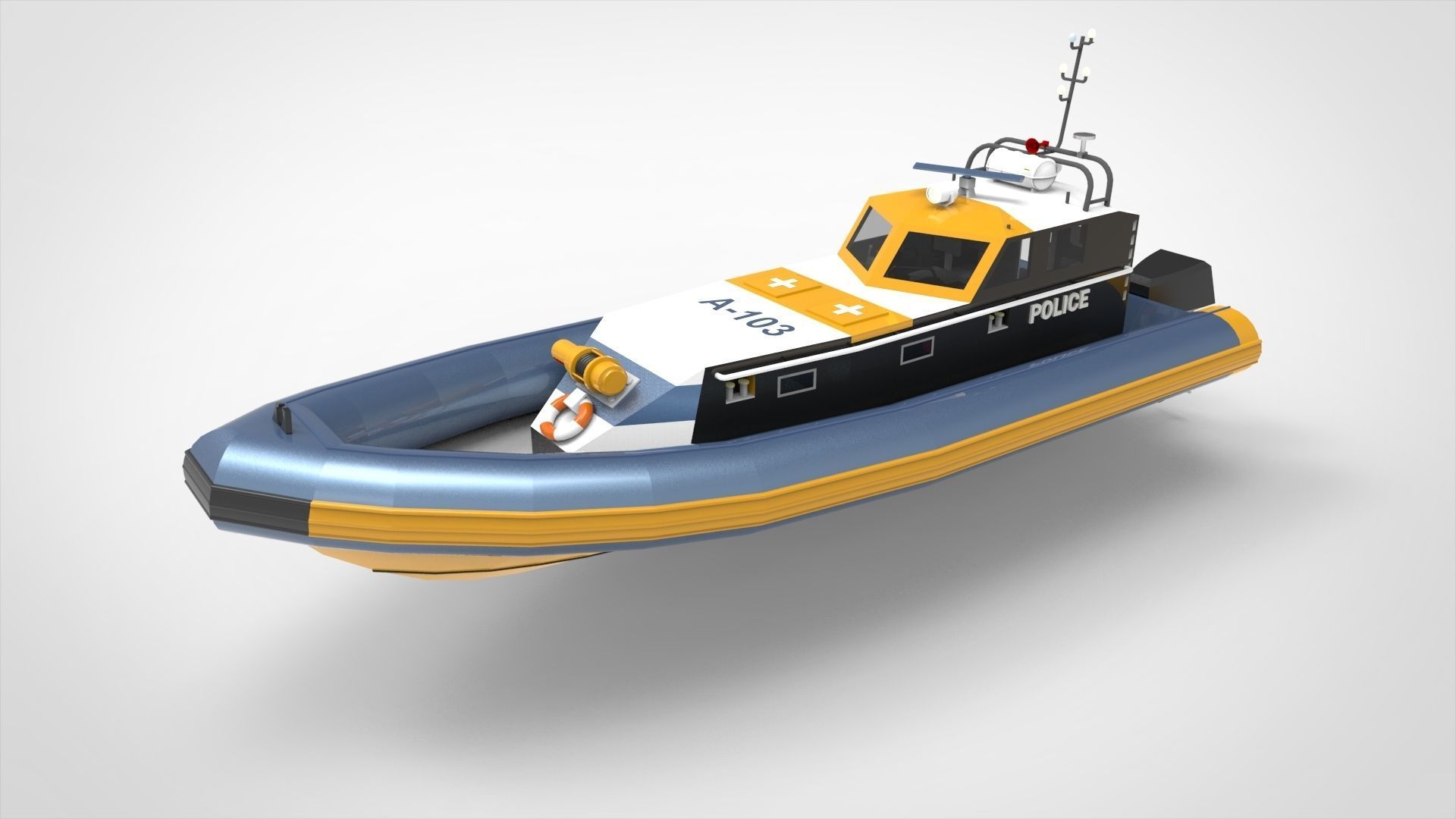 Police Boat 3D model_11
