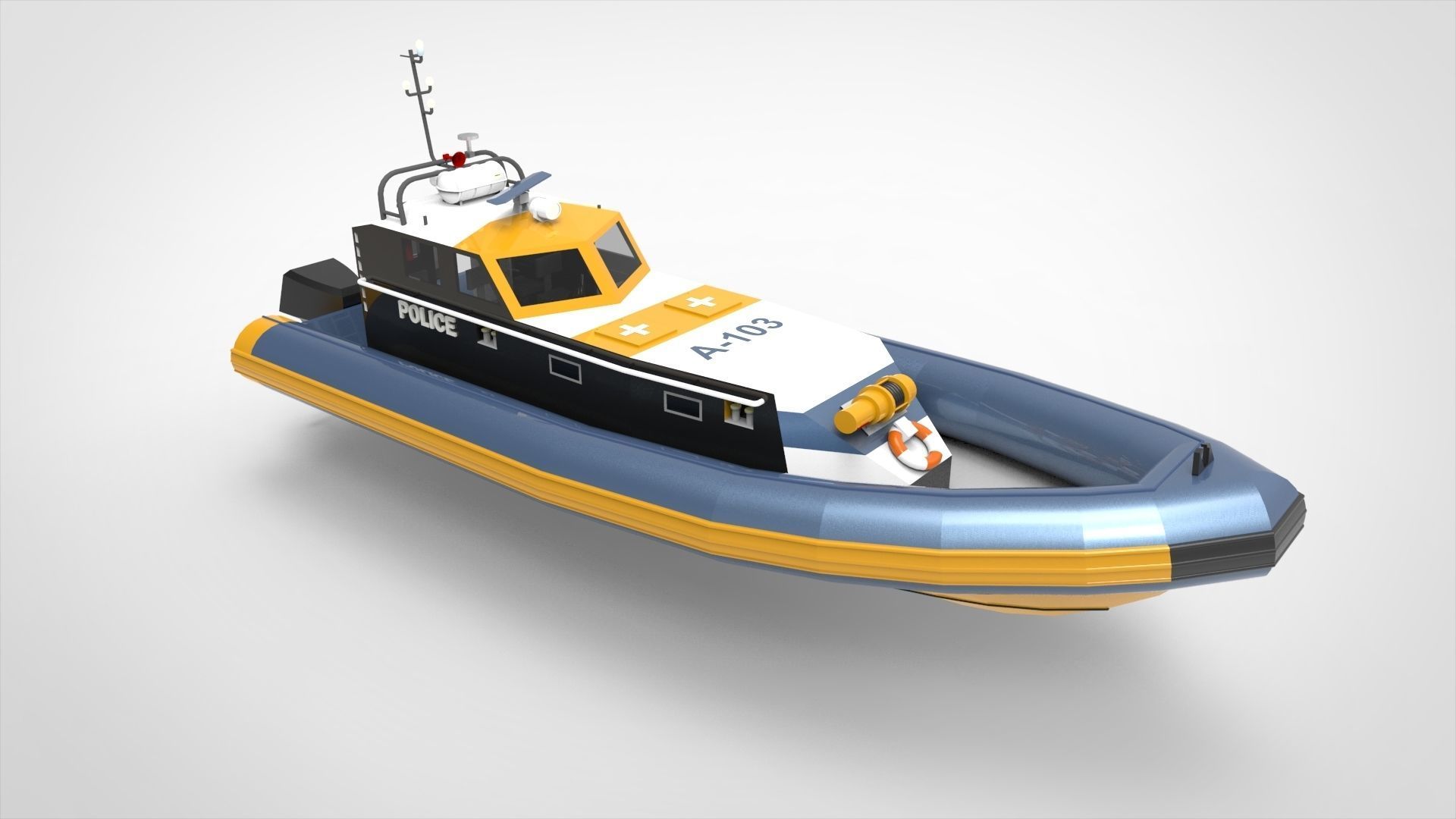 Police Boat 3D model_9