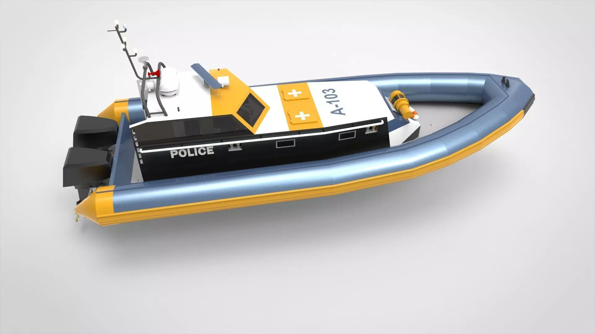 Police Boat 3D model_0
