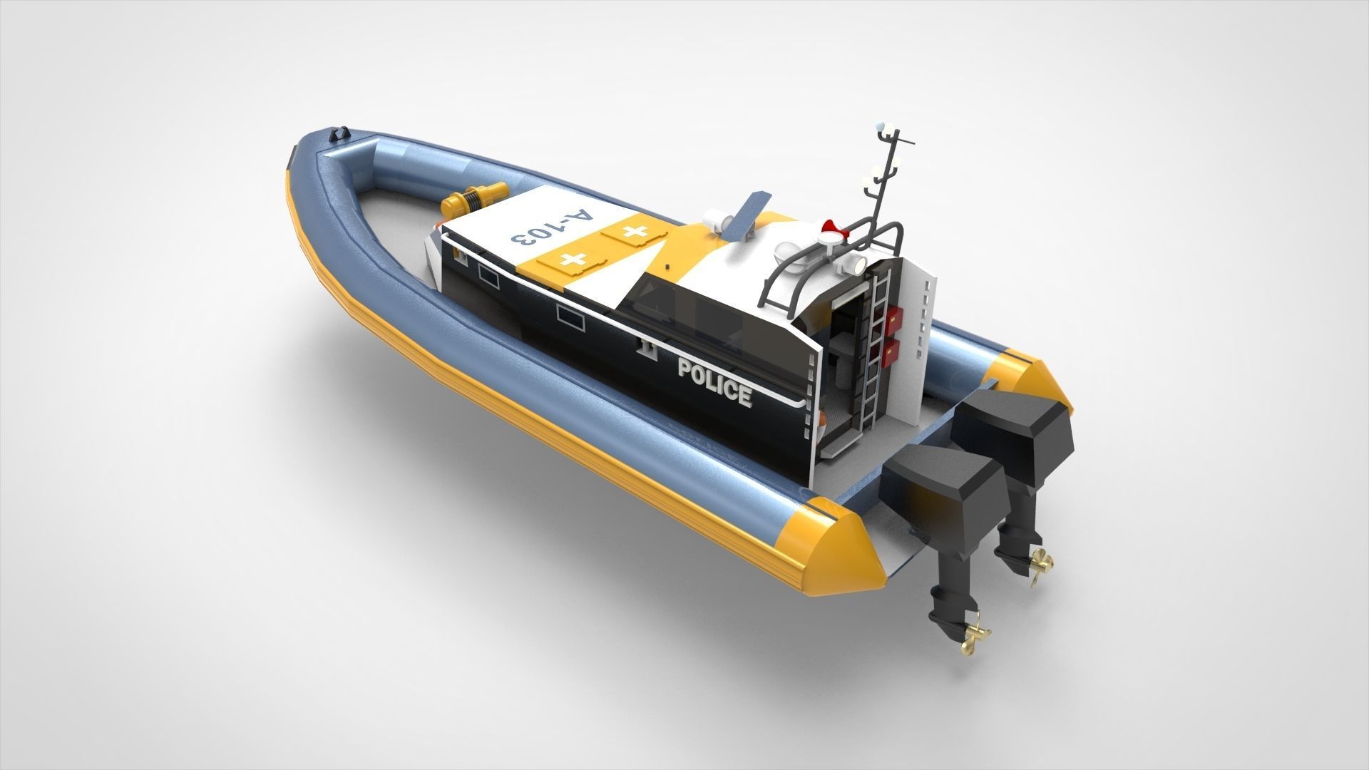 Police Boat 3D model_7