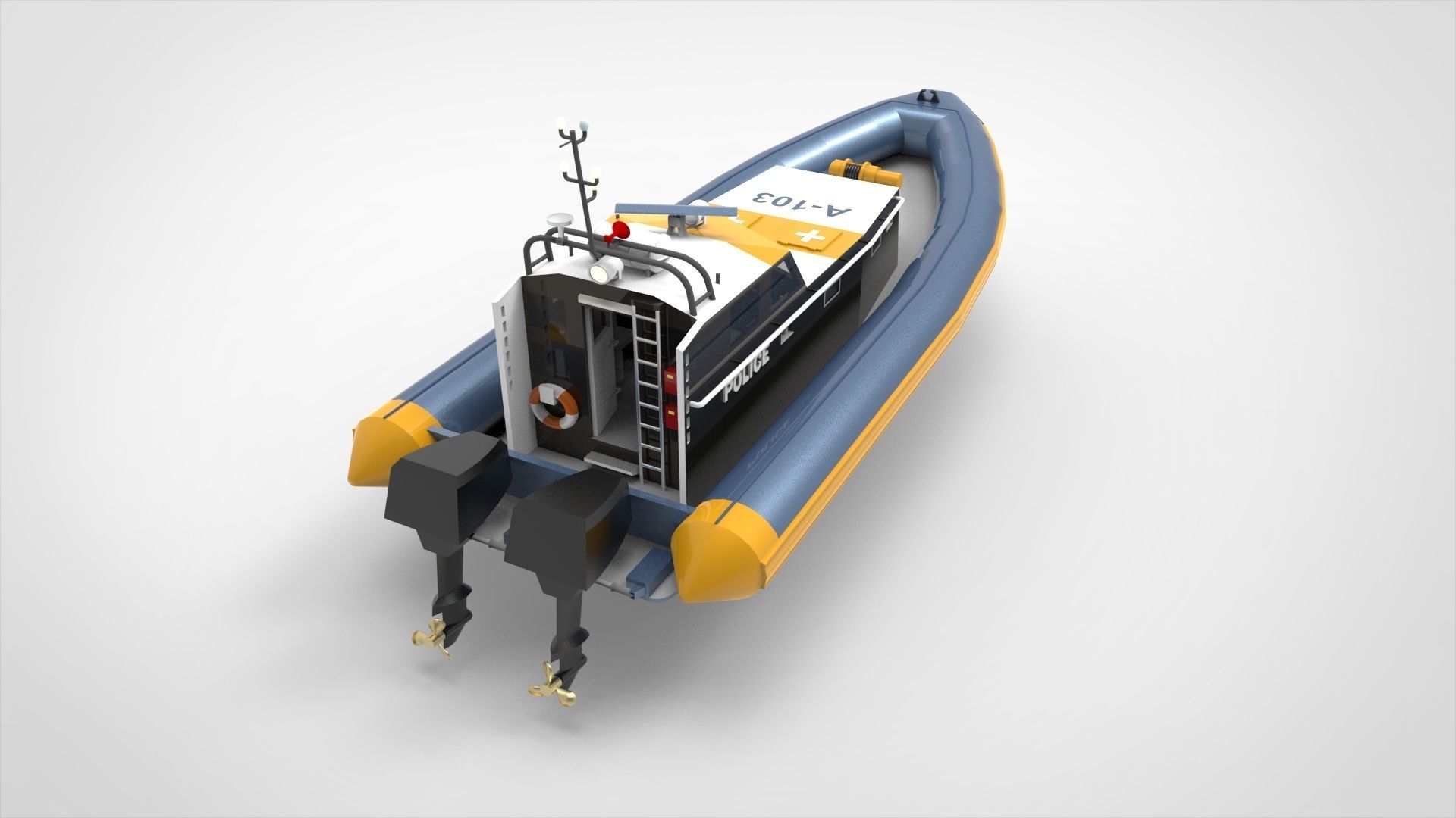 Police Boat 3D model_14