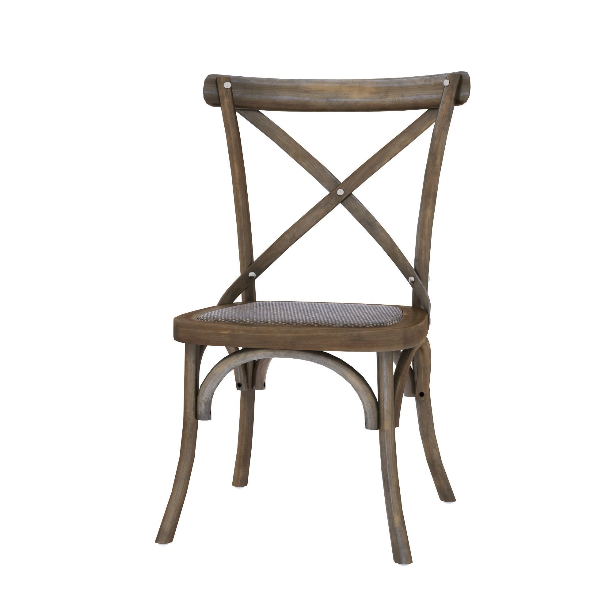 chair wooden dining with seat Low-poly 3D model_4