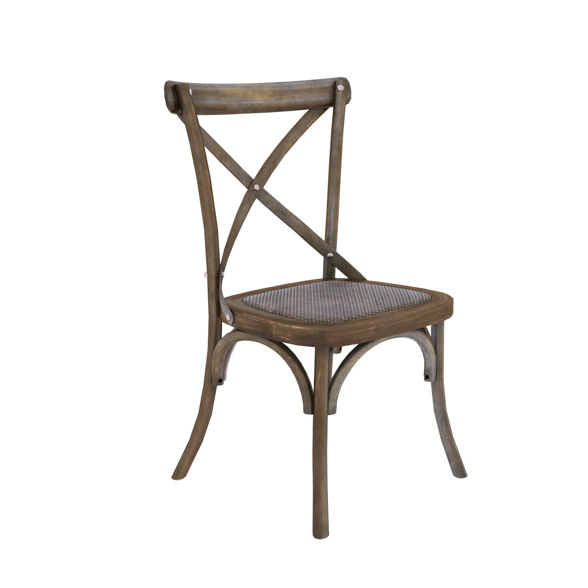 chair wooden dining with seat Low-poly 3D model_15