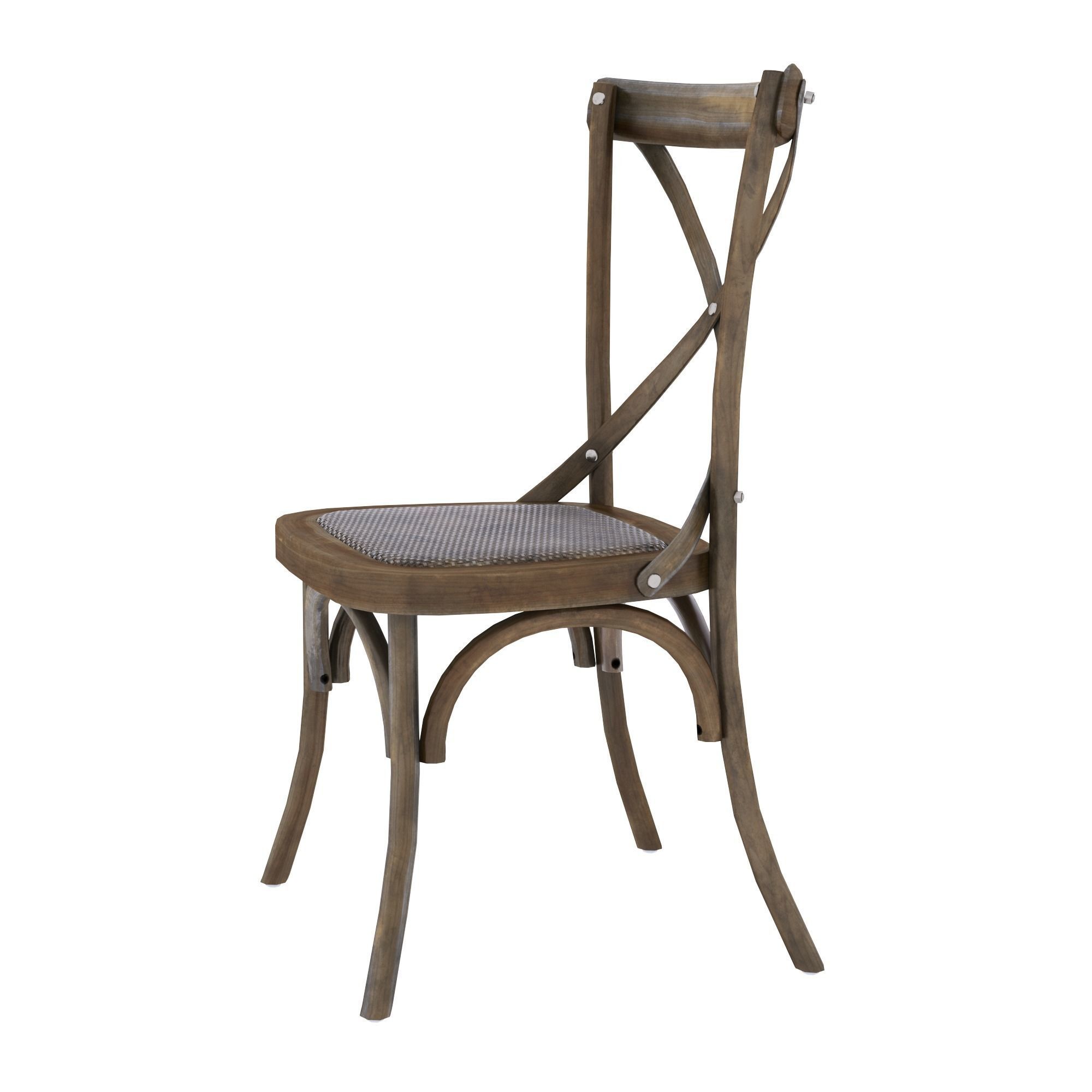 chair wooden dining with seat Low-poly 3D model_7