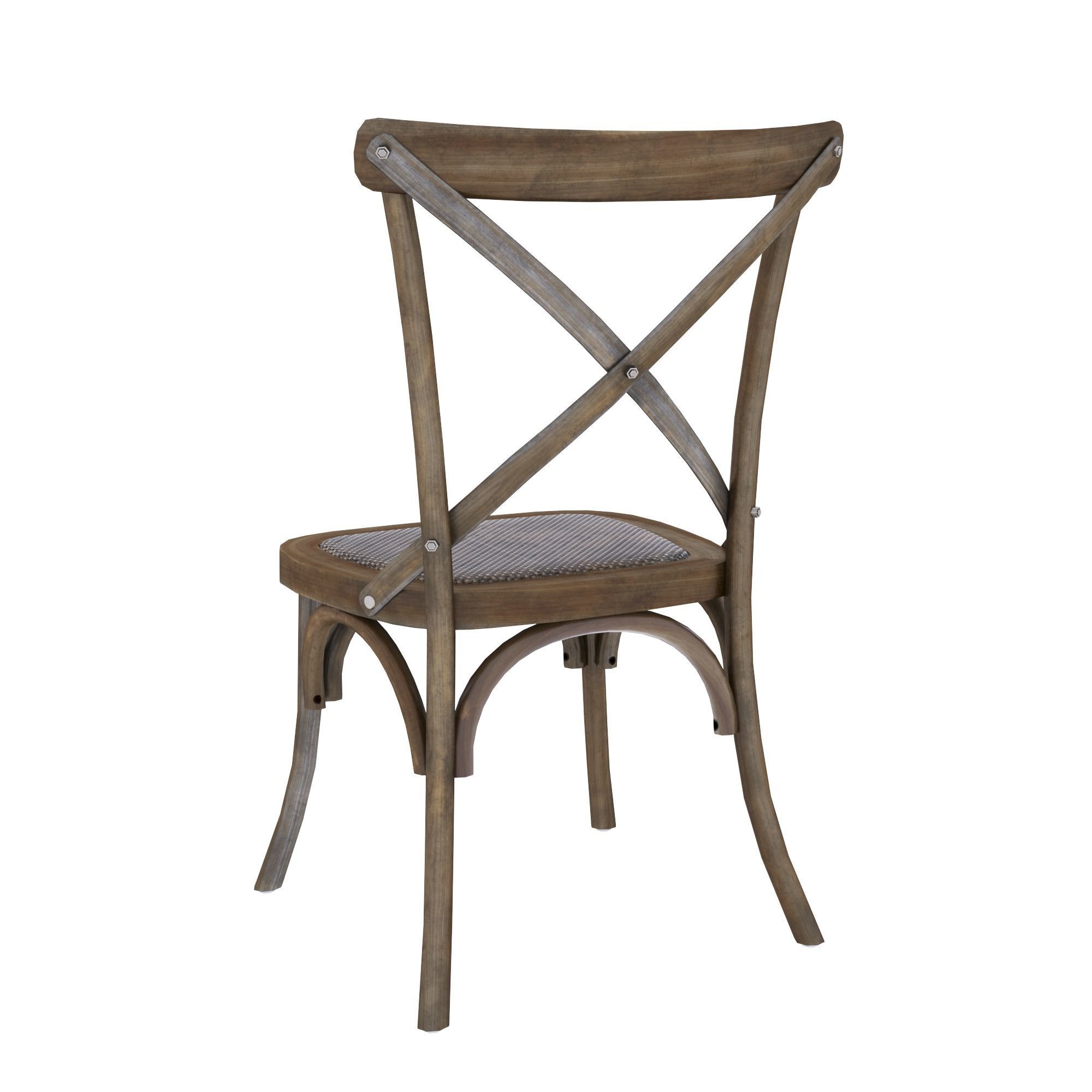 chair wooden dining with seat Low-poly 3D model_11