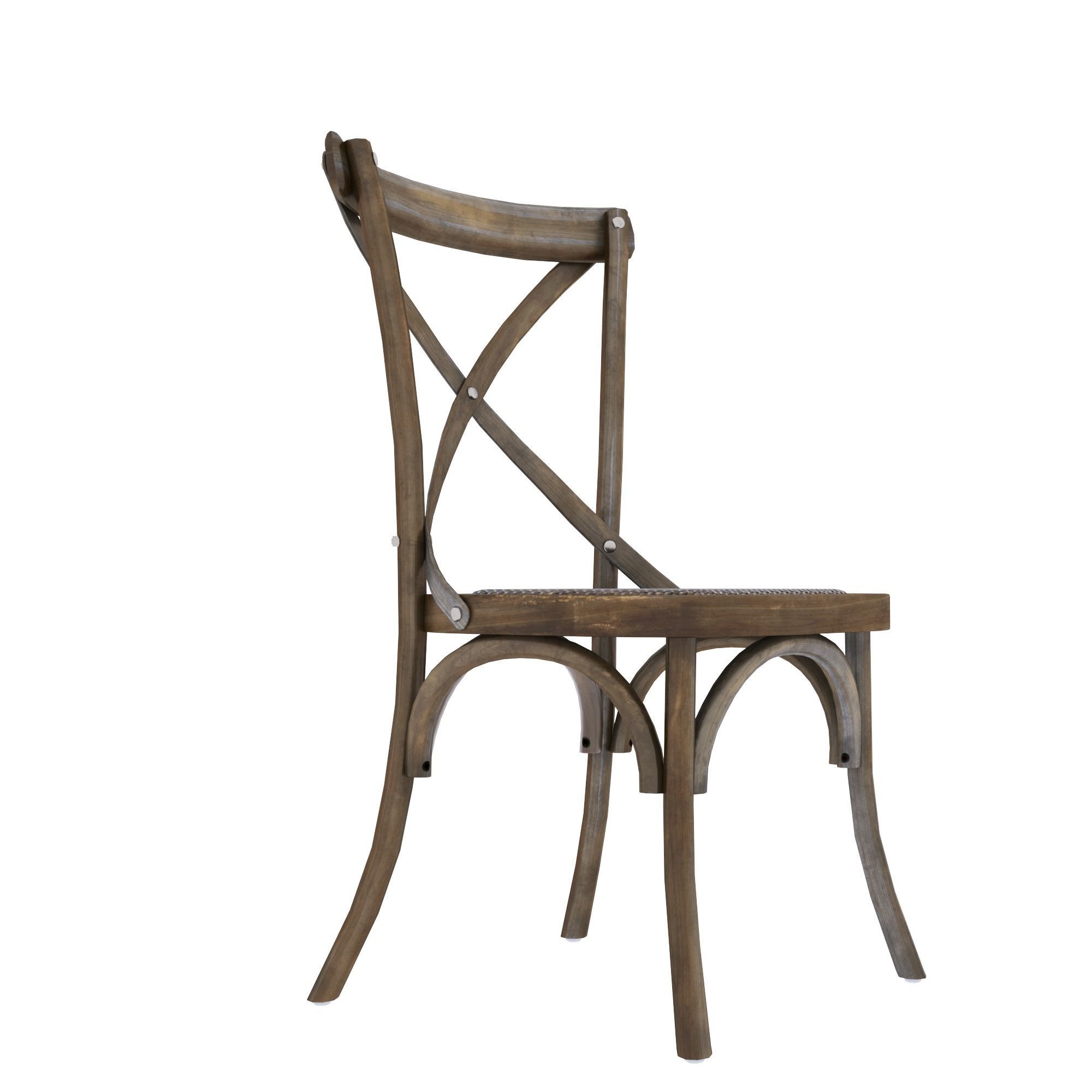 chair wooden dining with seat Low-poly 3D model_14