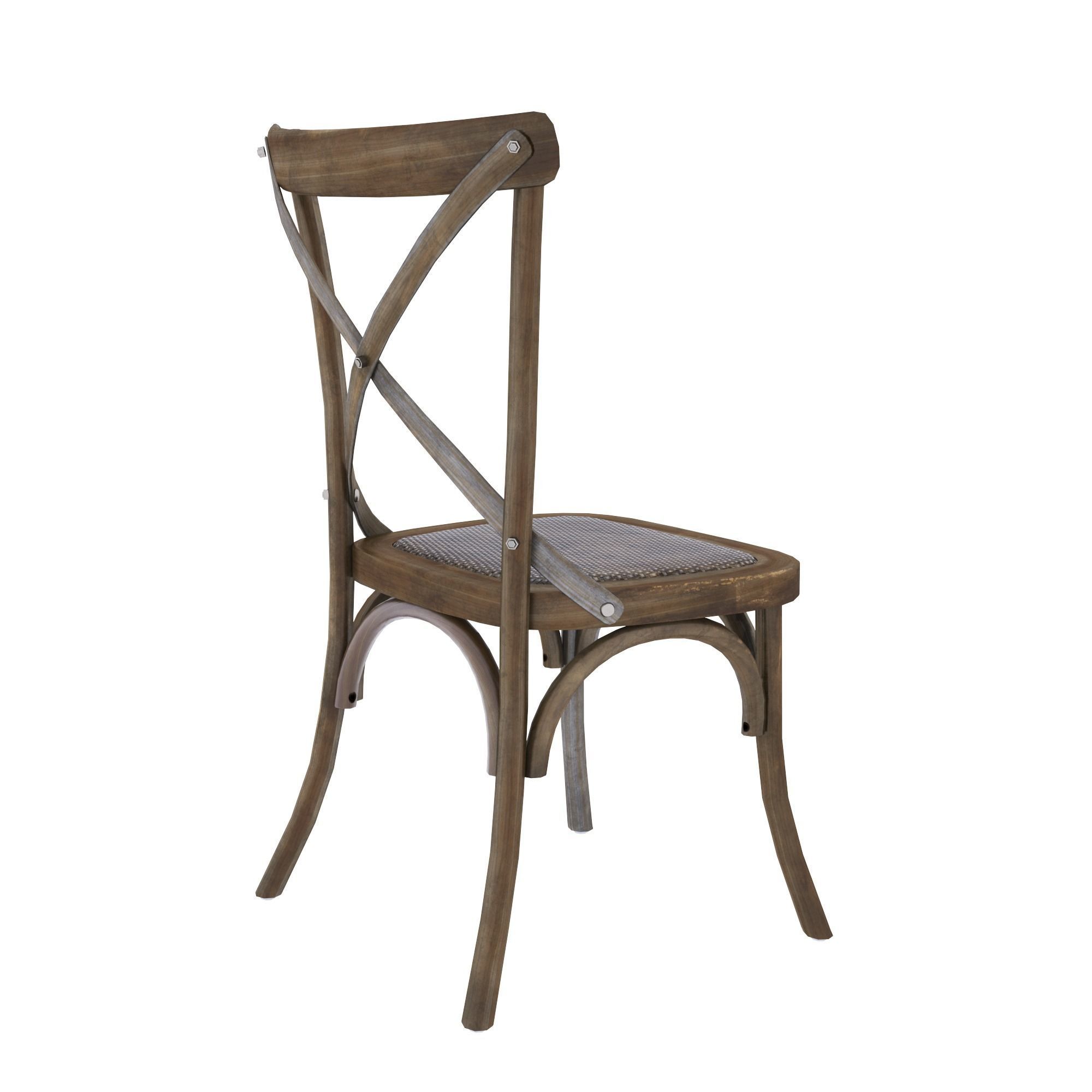 chair wooden dining with seat Low-poly 3D model_13