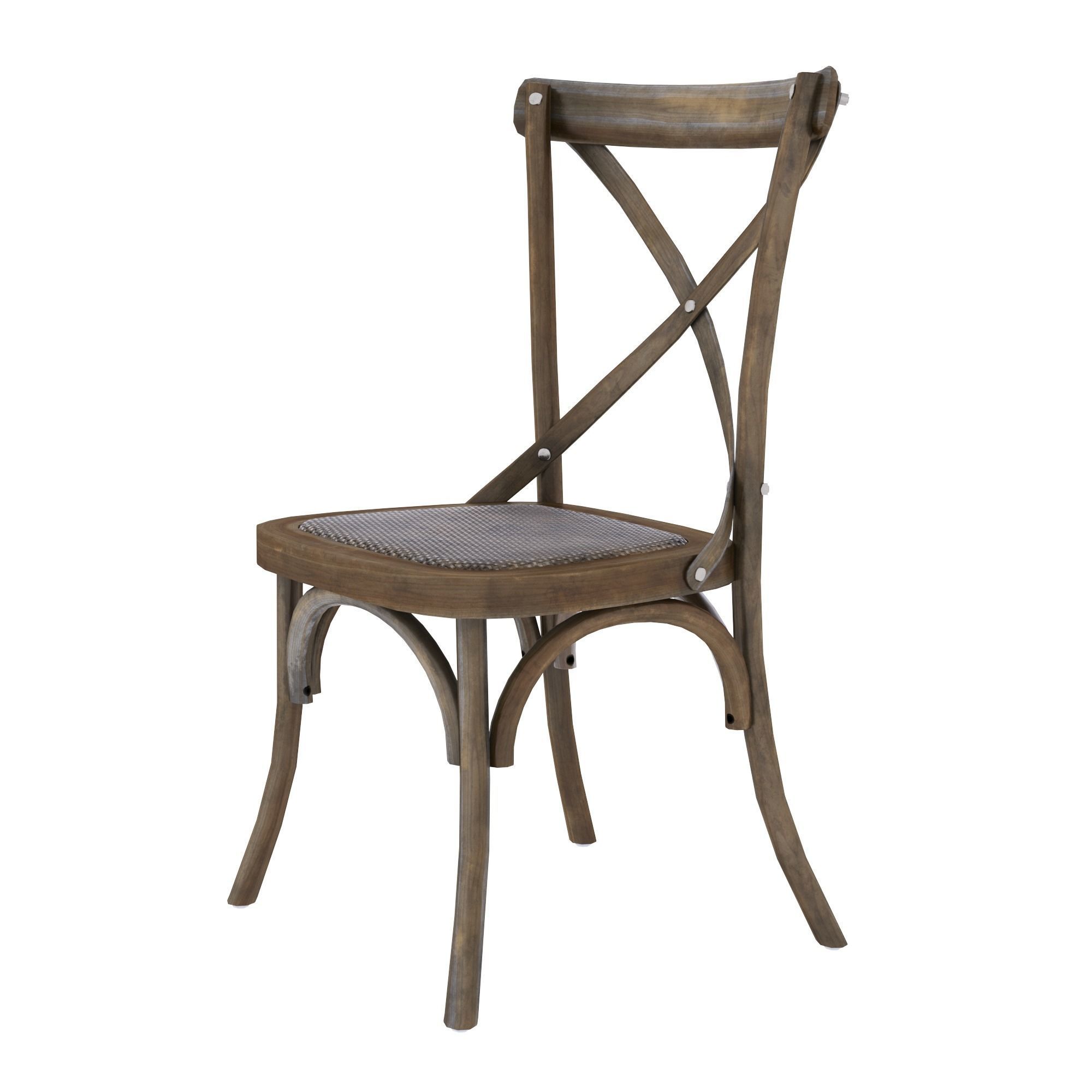 chair wooden dining with seat Low-poly 3D model_6