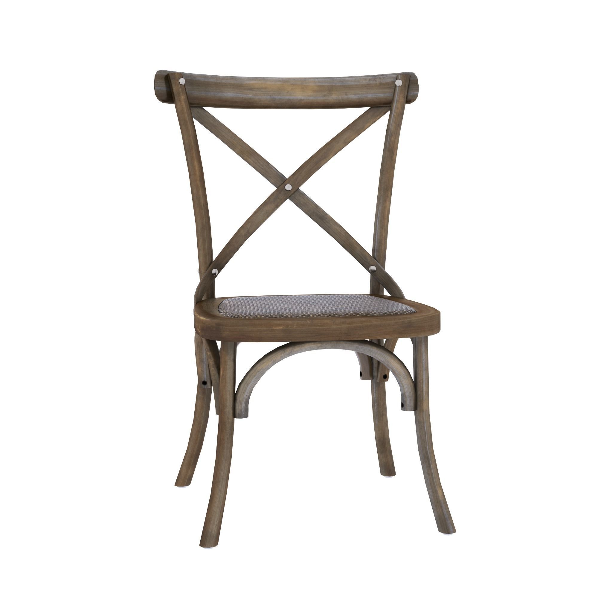 chair wooden dining with seat Low-poly 3D model_2