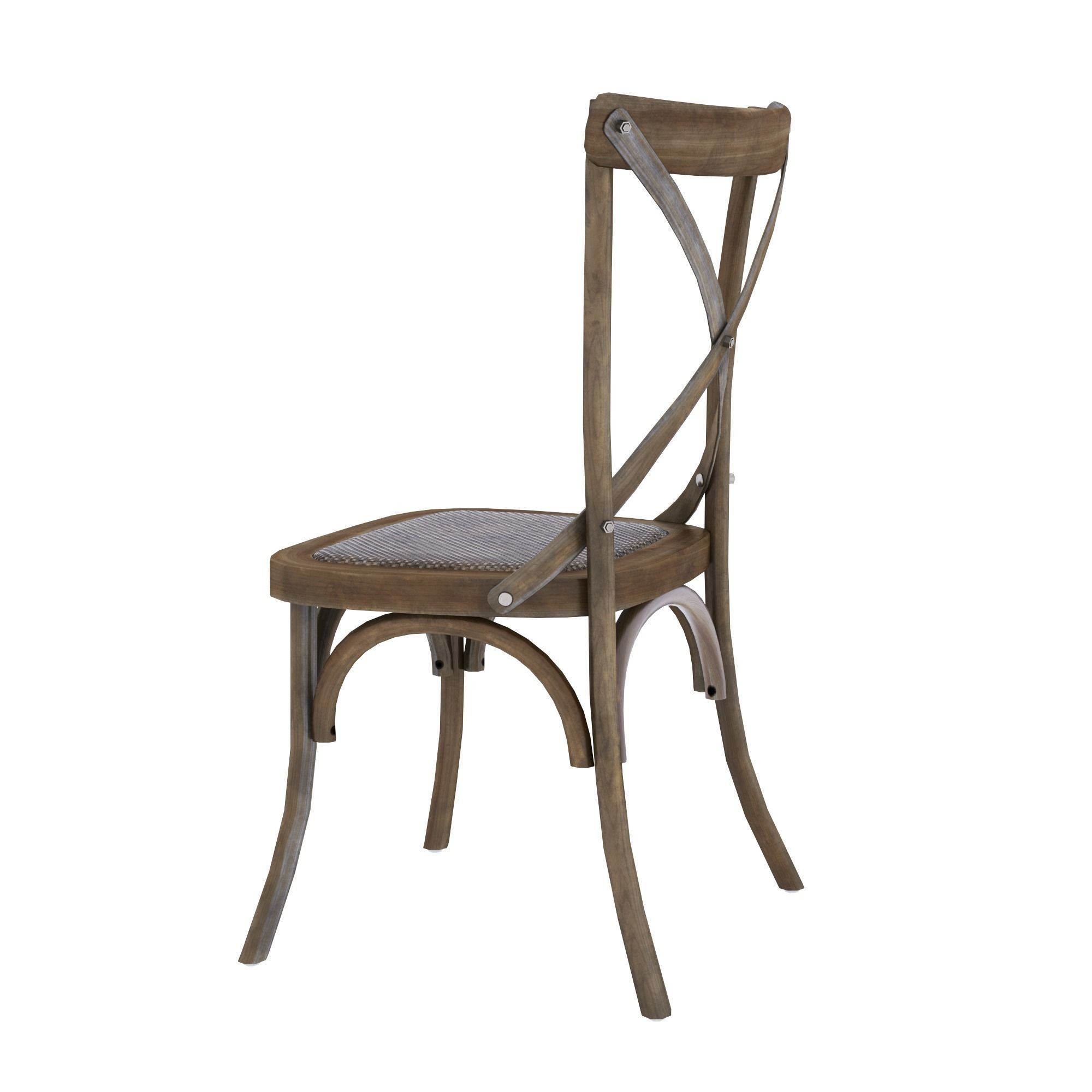 chair wooden dining with seat Low-poly 3D model_9