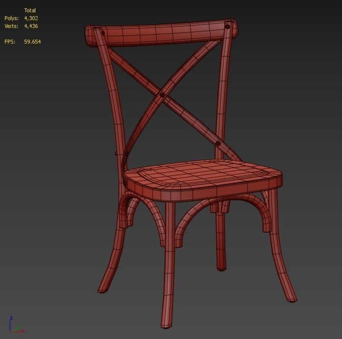 chair wooden dining with seat Low-poly 3D model_16