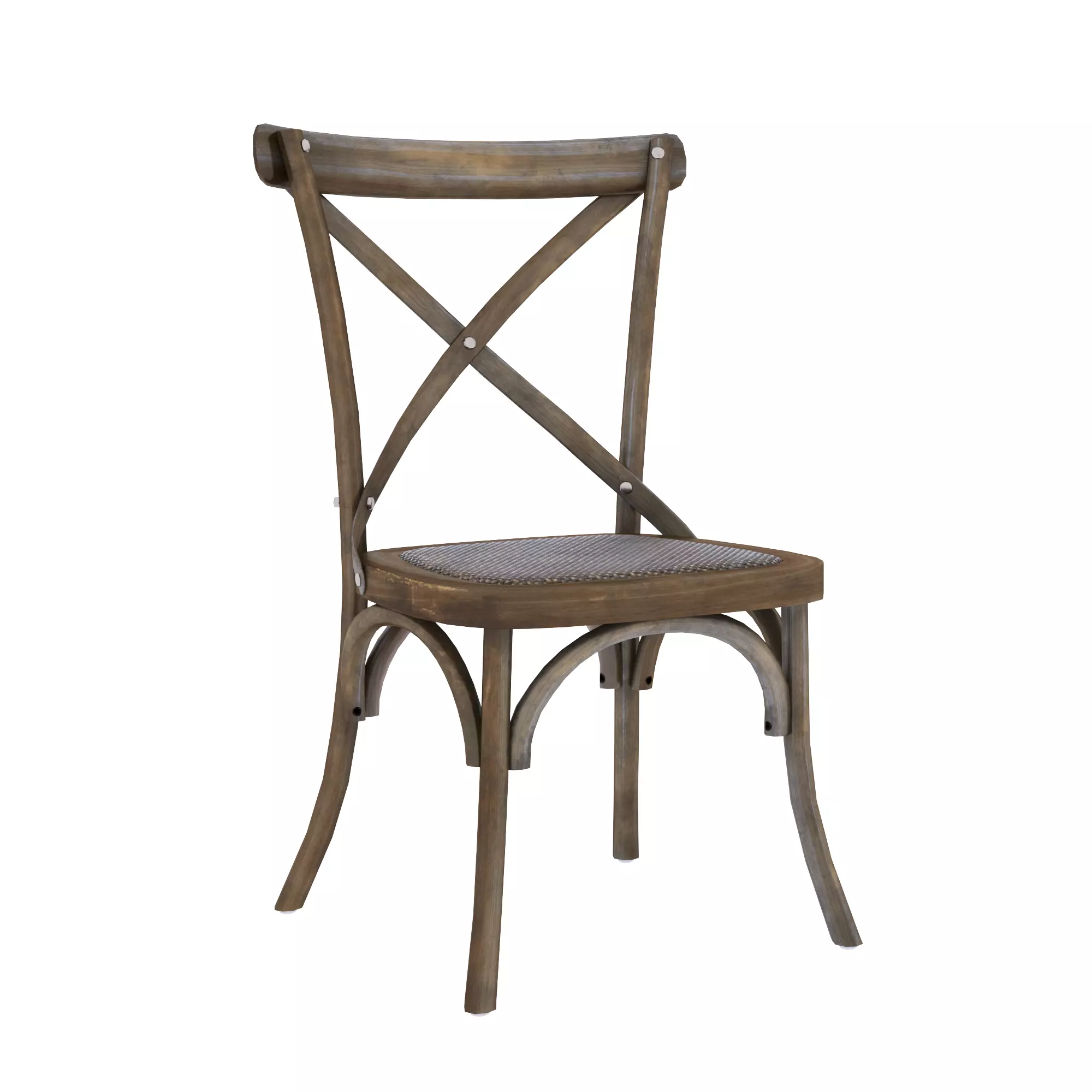 chair wooden dining with seat Low-poly 3D model_0