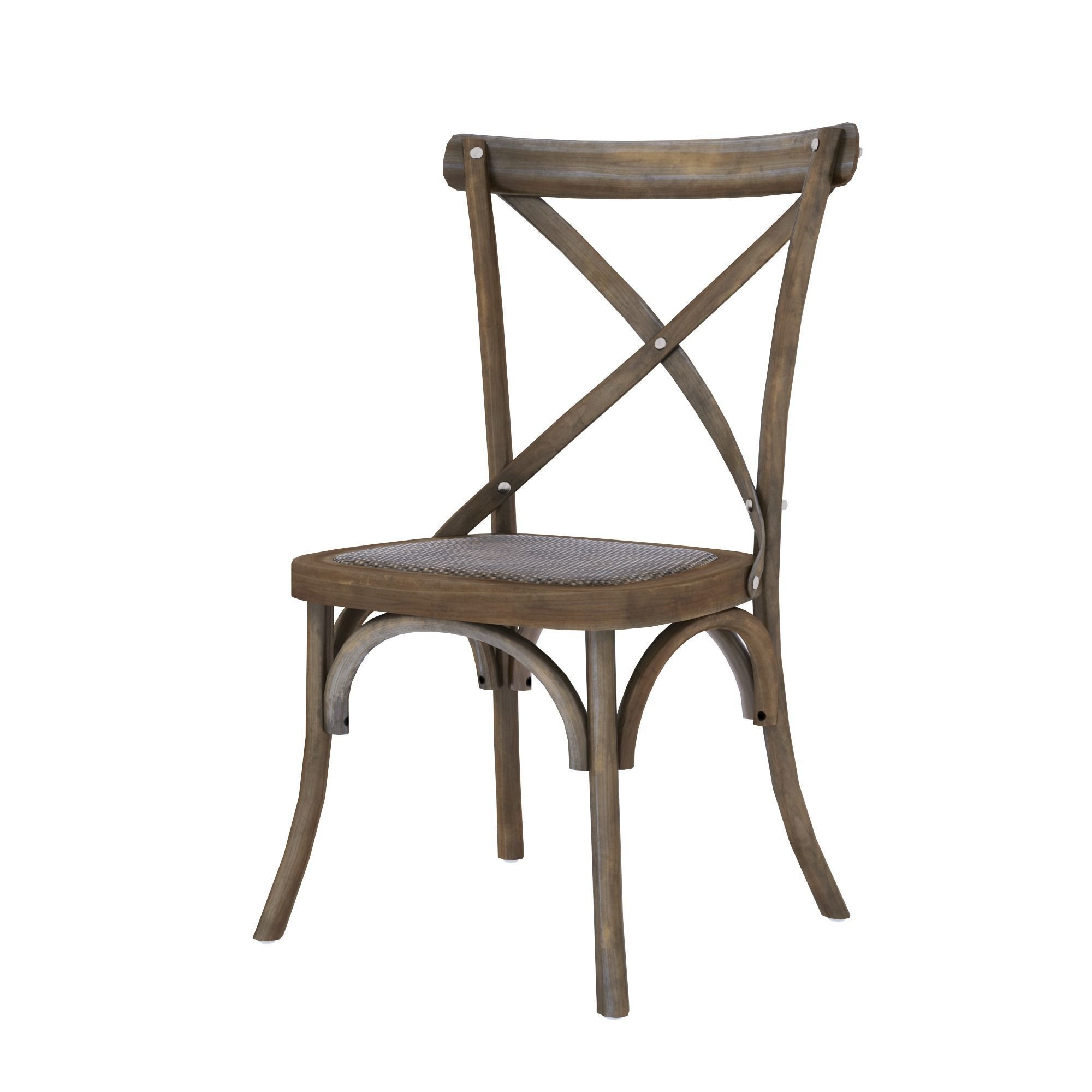 chair wooden dining with seat Low-poly 3D model_5