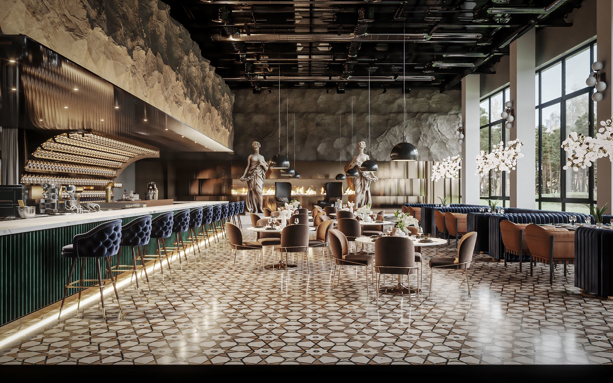 Luxury Restaurant Scene 3D model 3D model_1