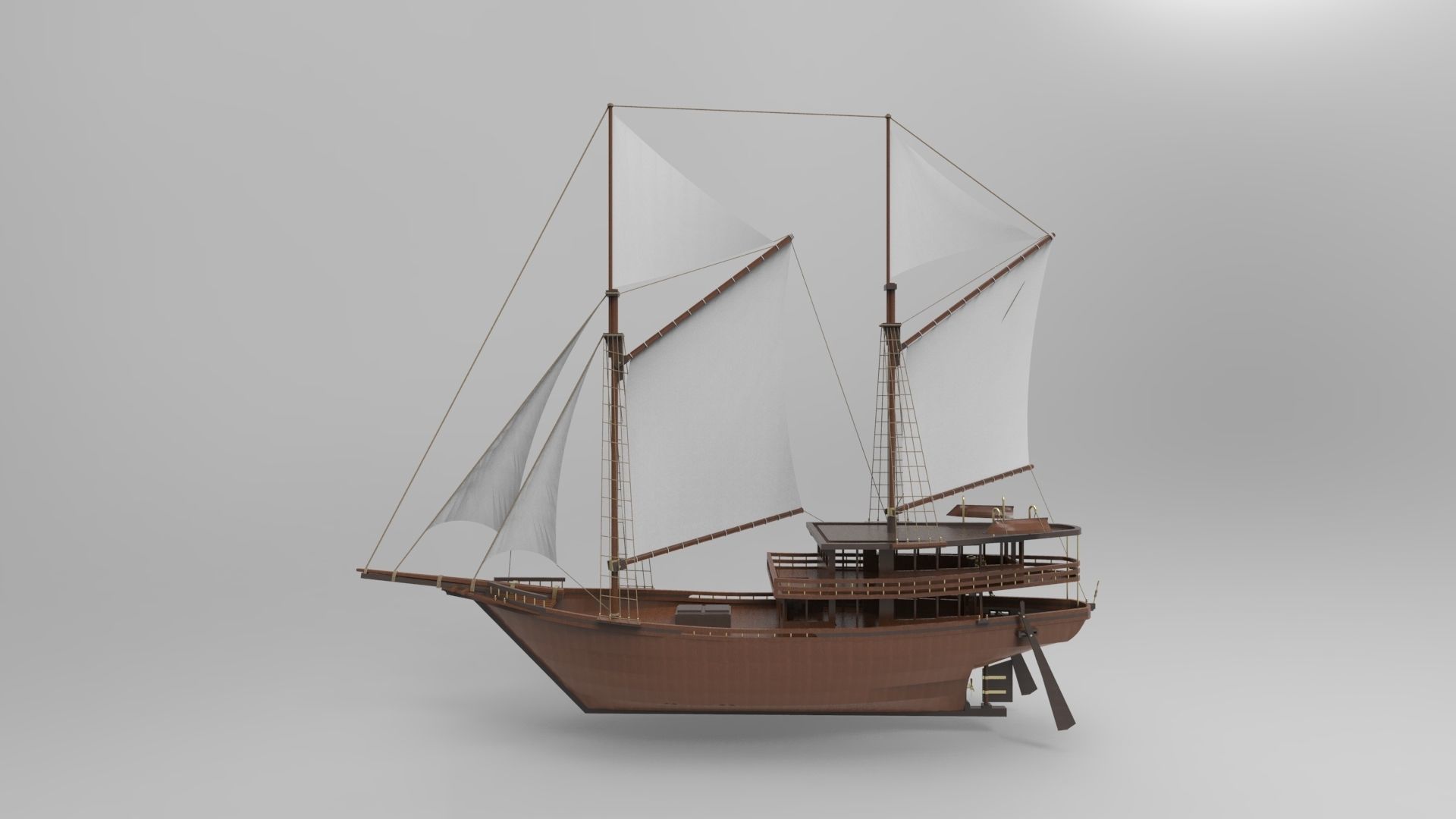 Sailboat wood 3D model_3