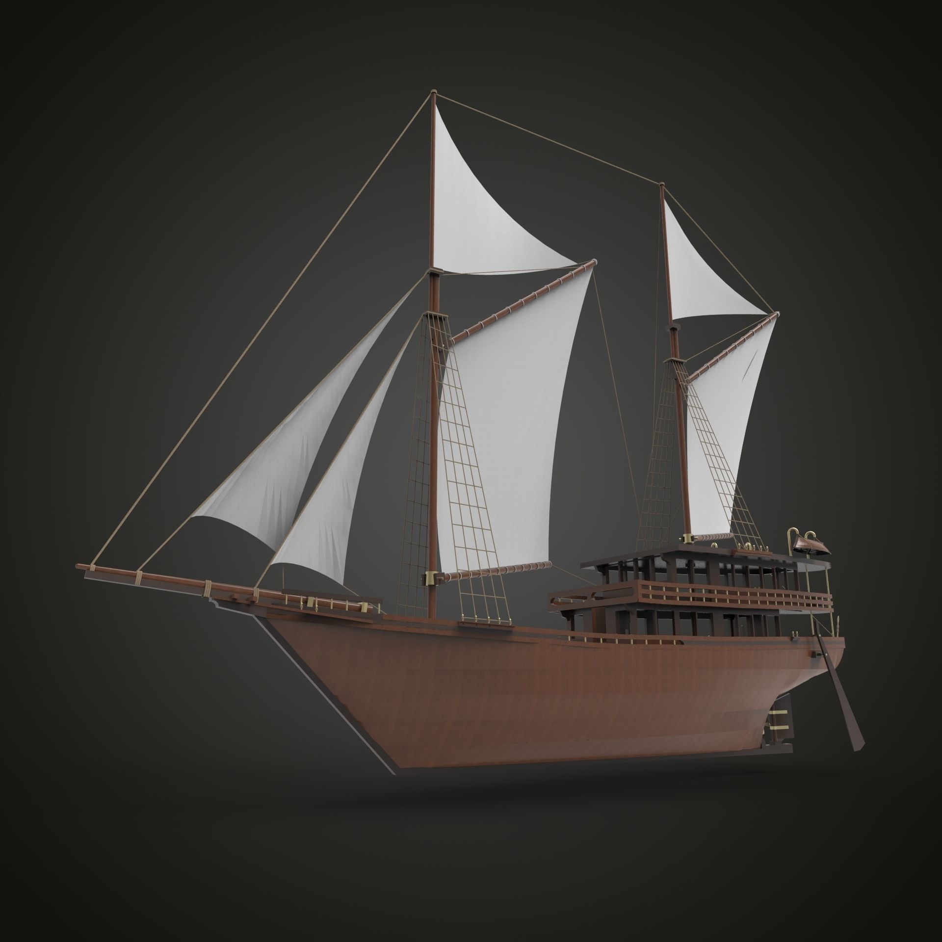 Sailboat wood 3D model_9