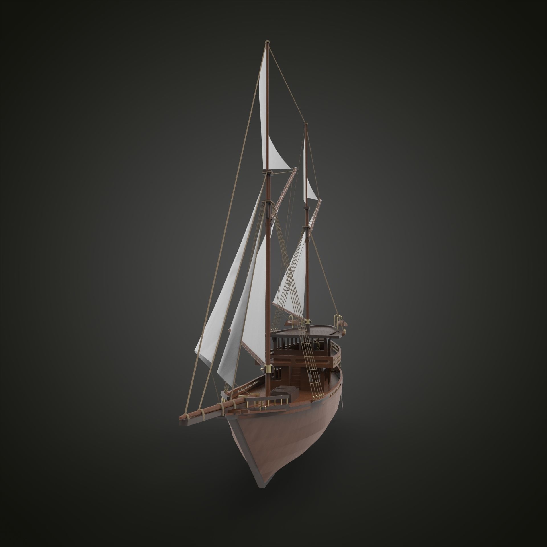 Sailboat wood 3D model_5