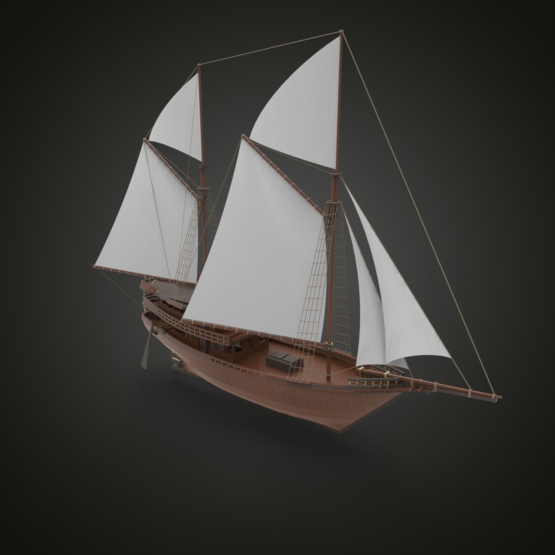 Sailboat wood 3D model_8