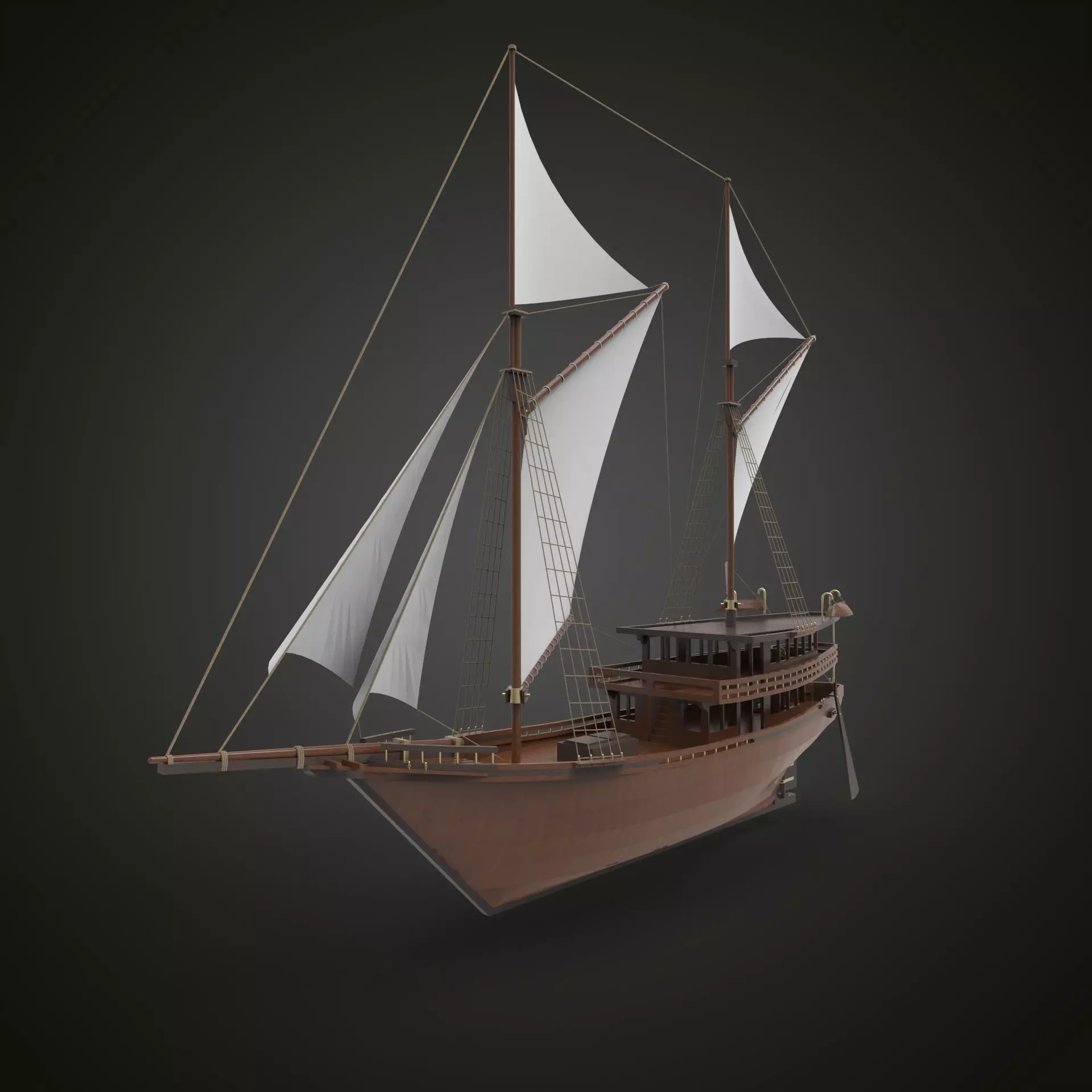 Sailboat wood 3D model_0
