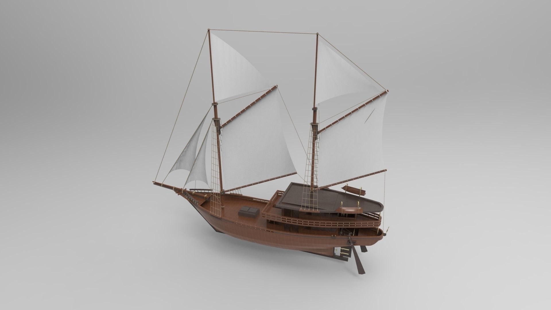 Sailboat wood 3D model_2