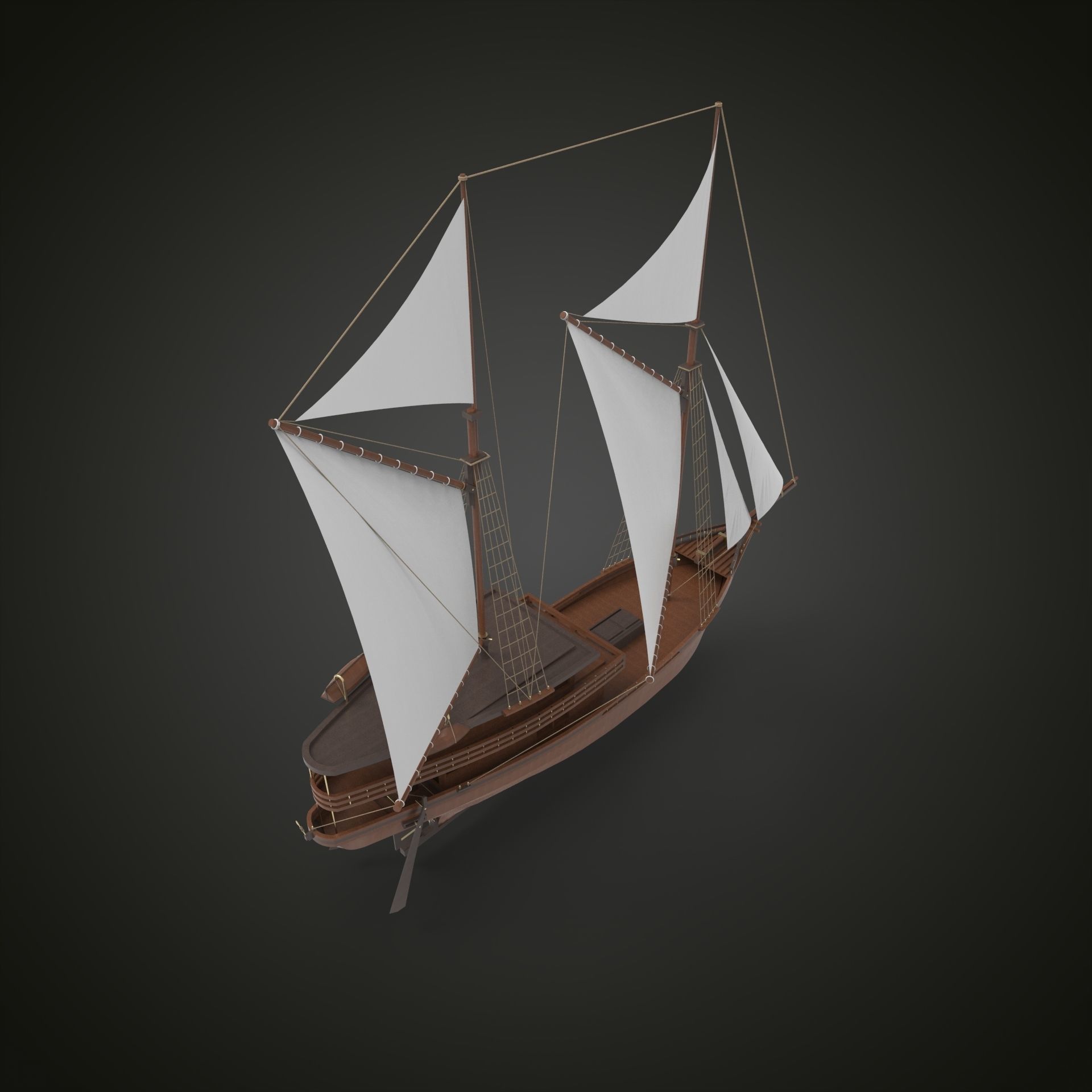 Sailboat wood 3D model_7