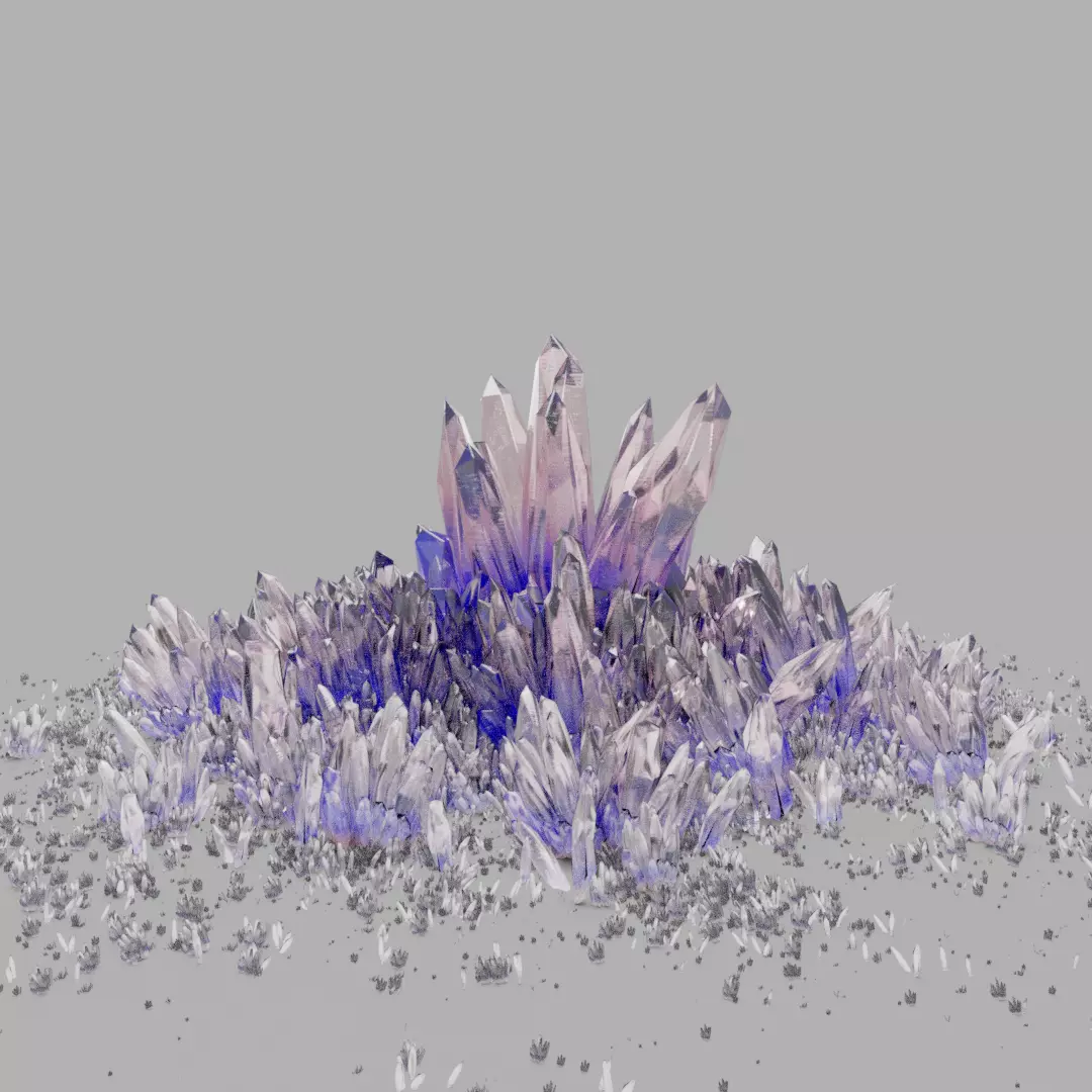 Multi-Color Crystals Low-poly 3D model_0