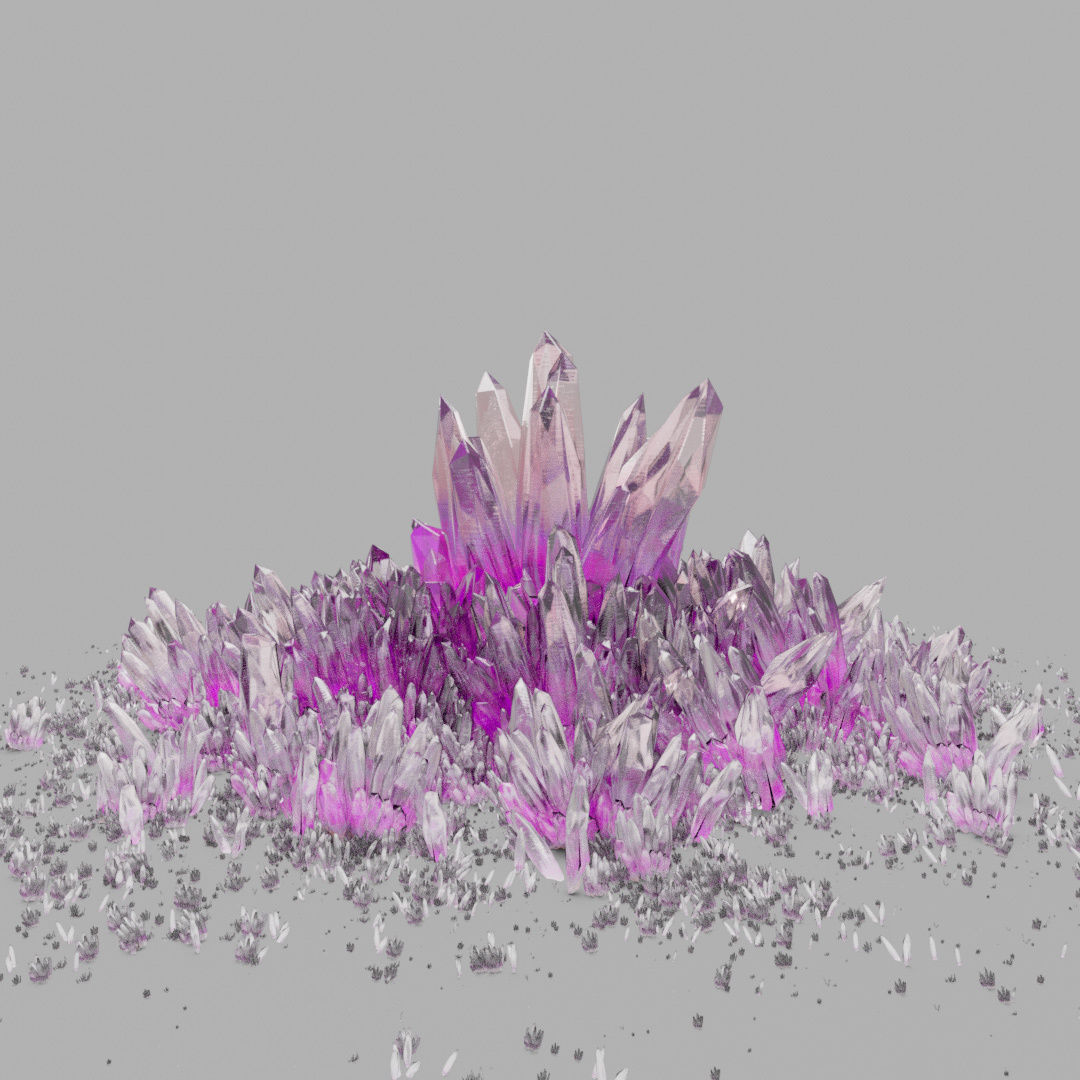 Multi-Color Crystals Low-poly 3D model_7