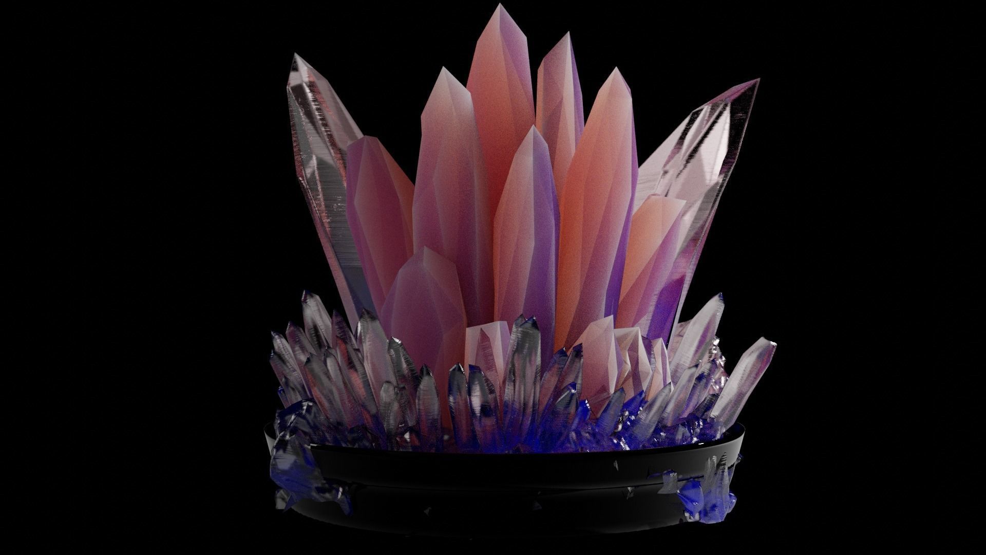 Multi-Color Crystals Low-poly 3D model_10