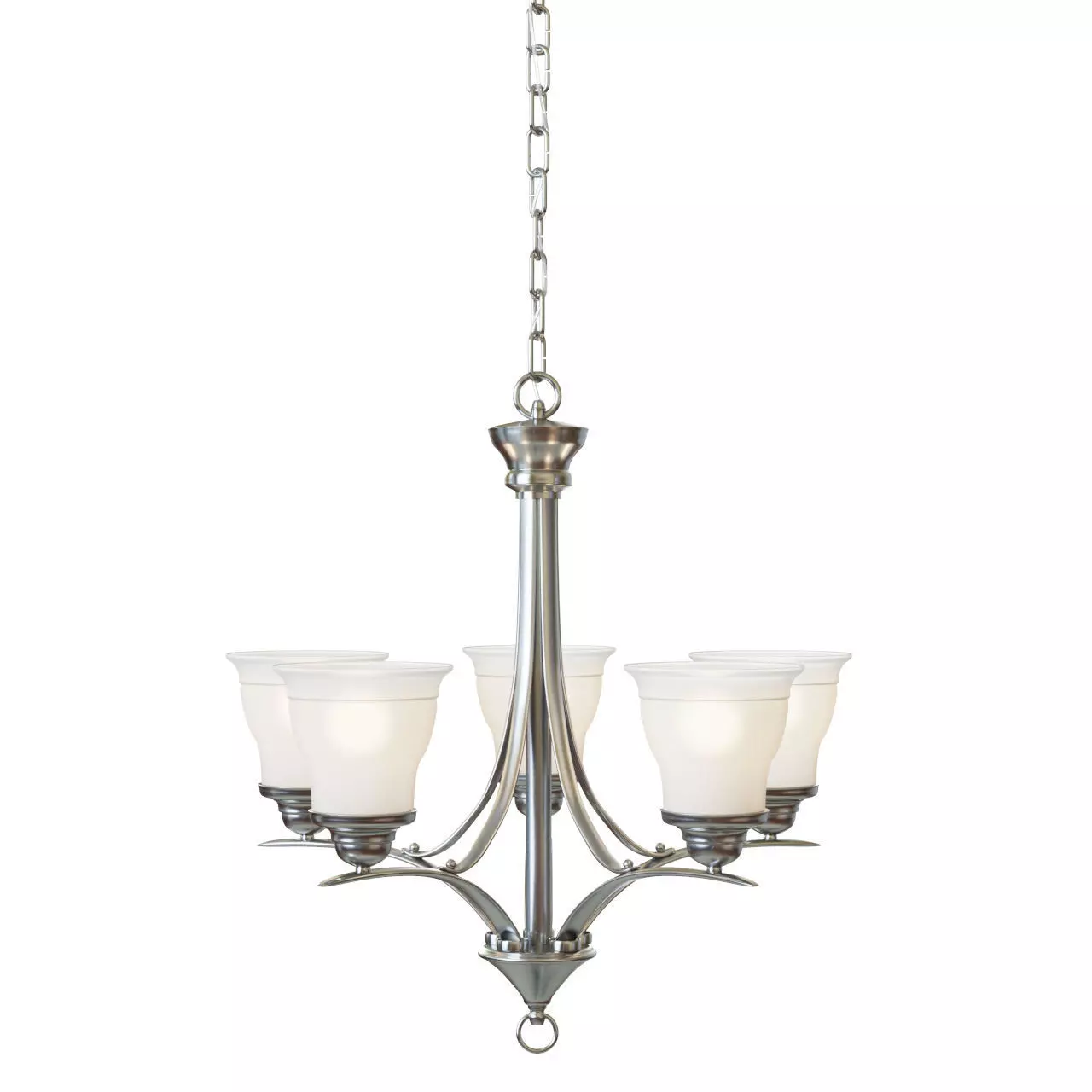 Trinity 5 Light Brush Nickel Chandelier 3D model_0