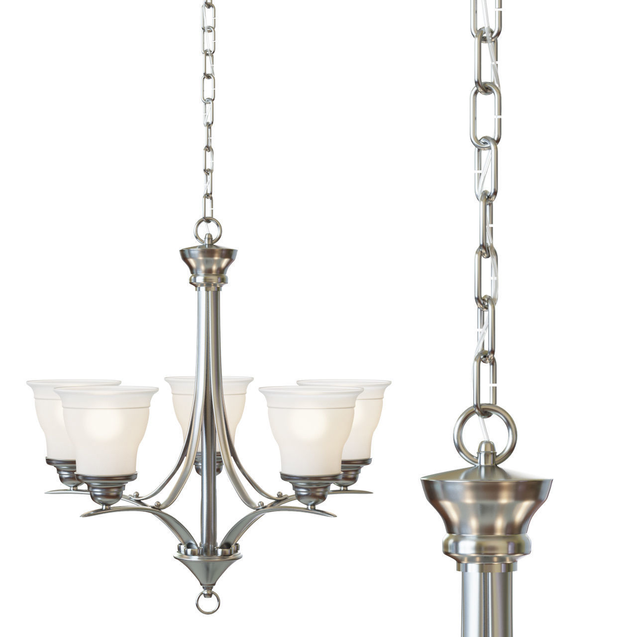 Trinity 5 Light Brush Nickel Chandelier 3D model_2