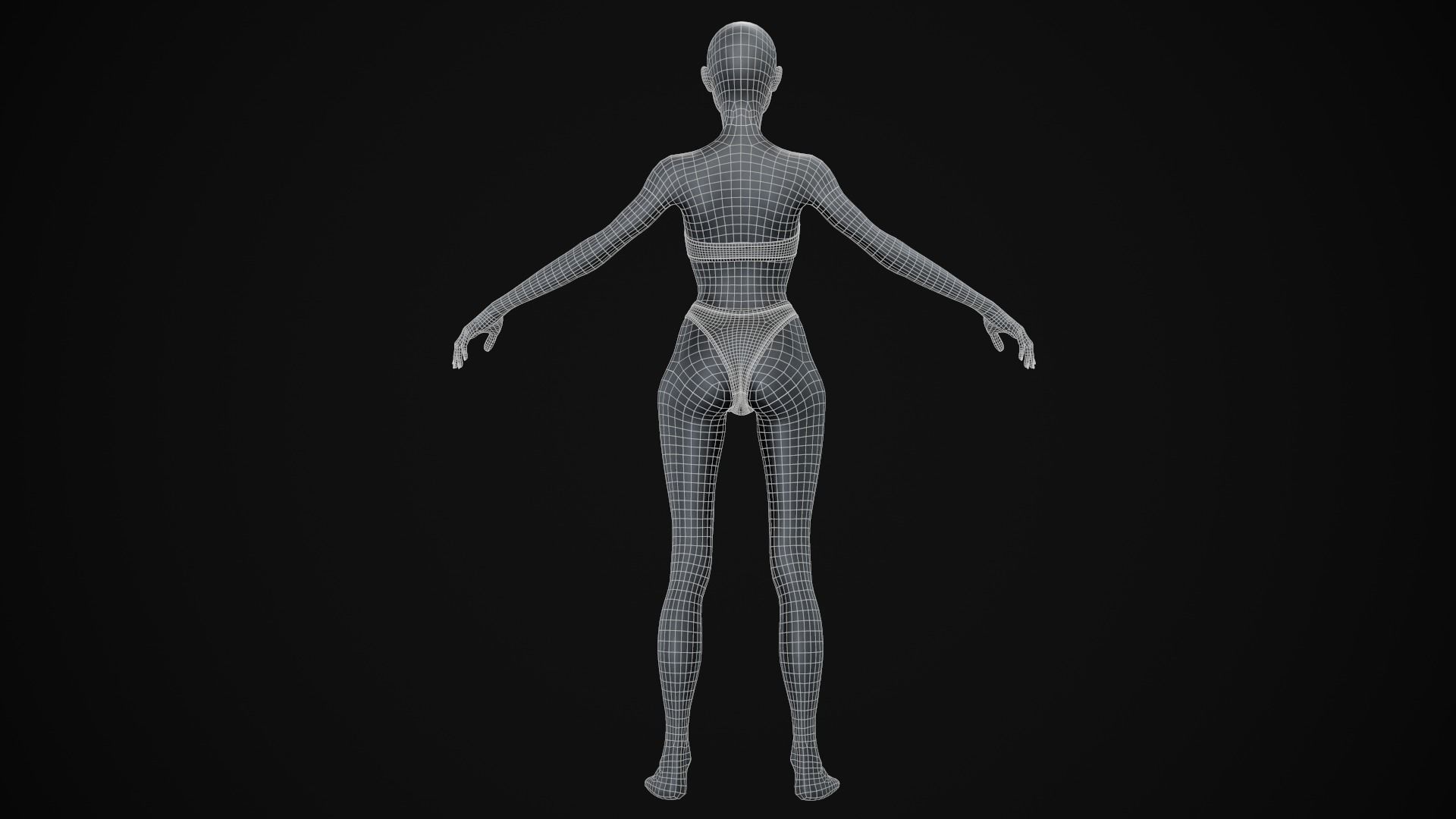Black skinny woman body Low-poly 3D model_34