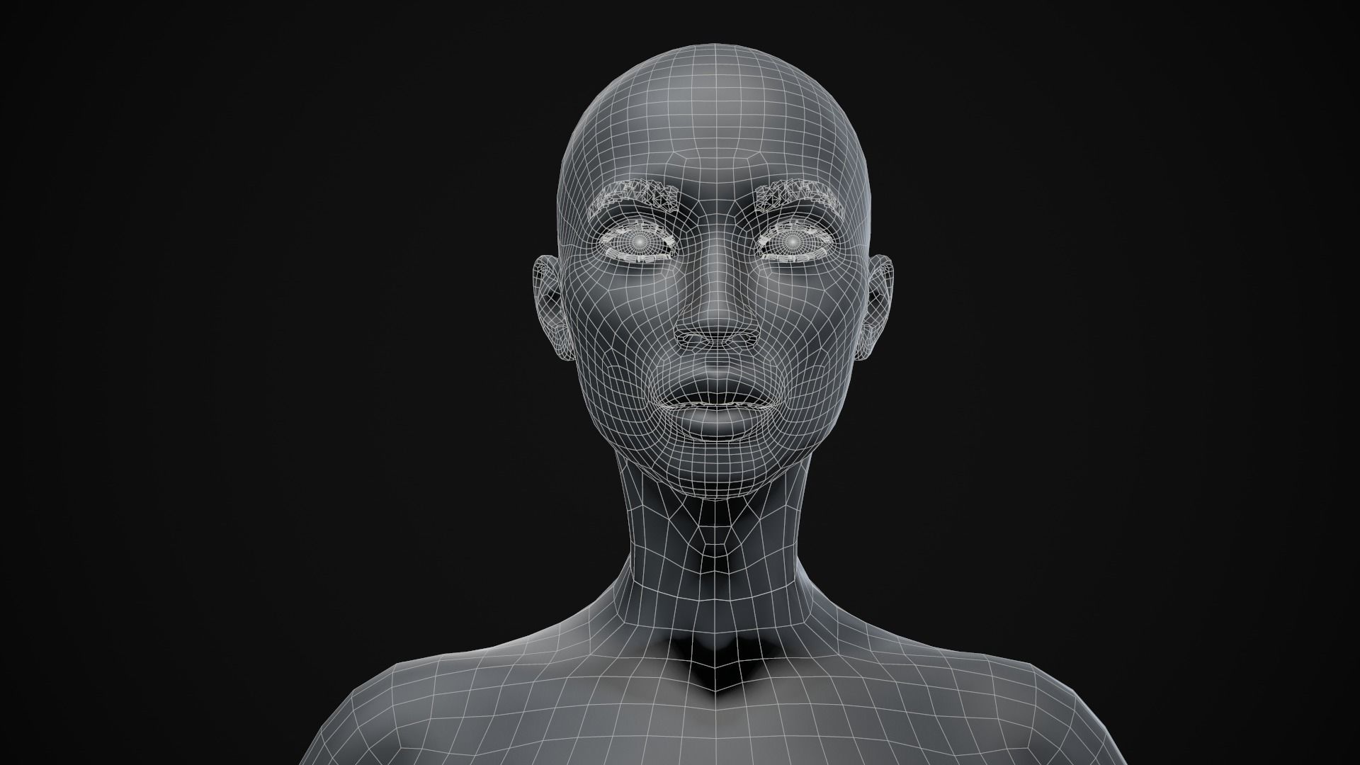 Black skinny woman body Low-poly 3D model_30