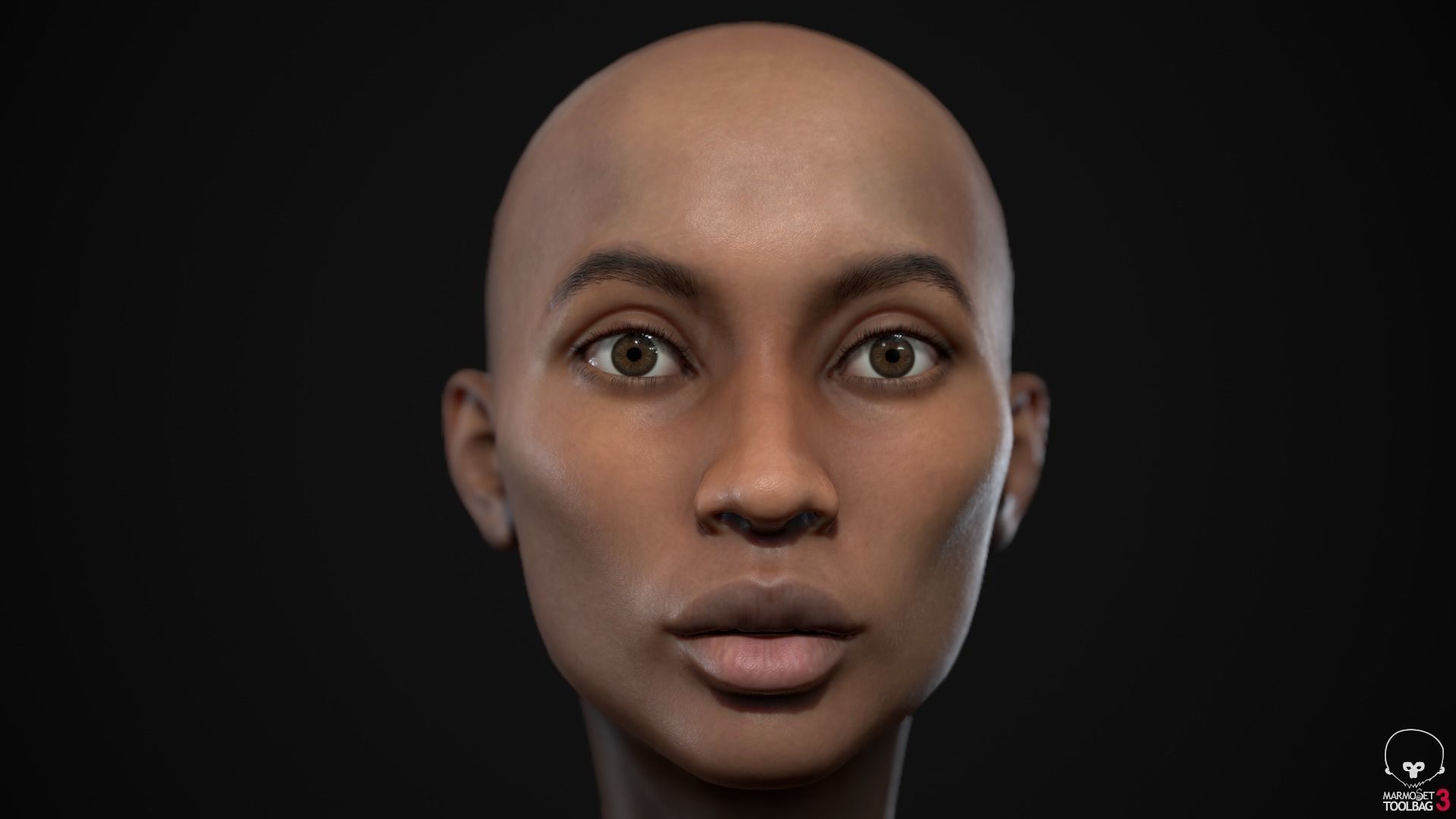 Black skinny woman body Low-poly 3D model_19