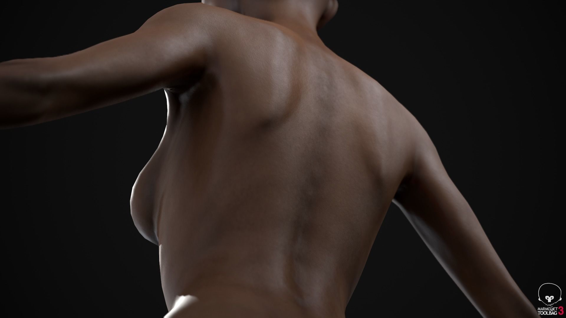 Black skinny woman body Low-poly 3D model_26