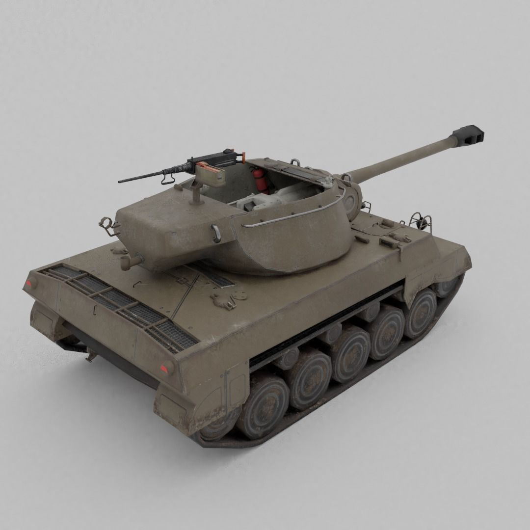 Super Hellcat Tank Destroyer Low-poly 3D model_6