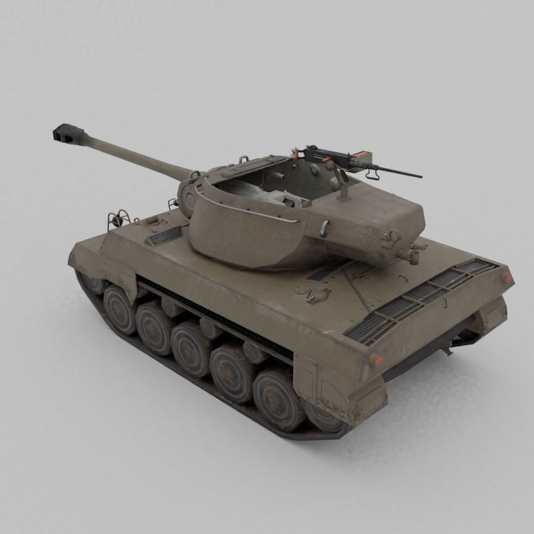 Super Hellcat Tank Destroyer Low-poly 3D model_8