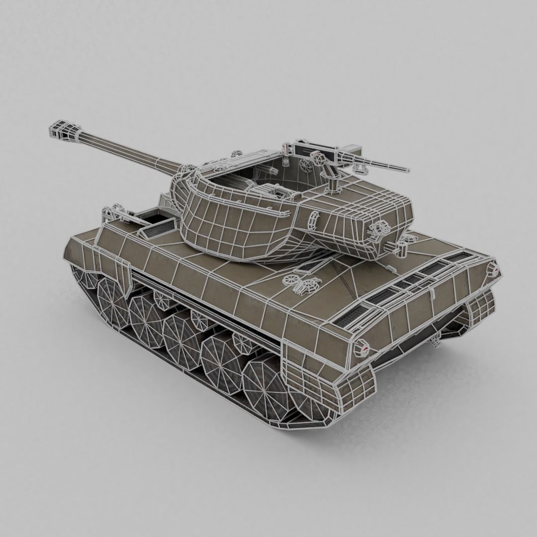 Super Hellcat Tank Destroyer Low-poly 3D model_9