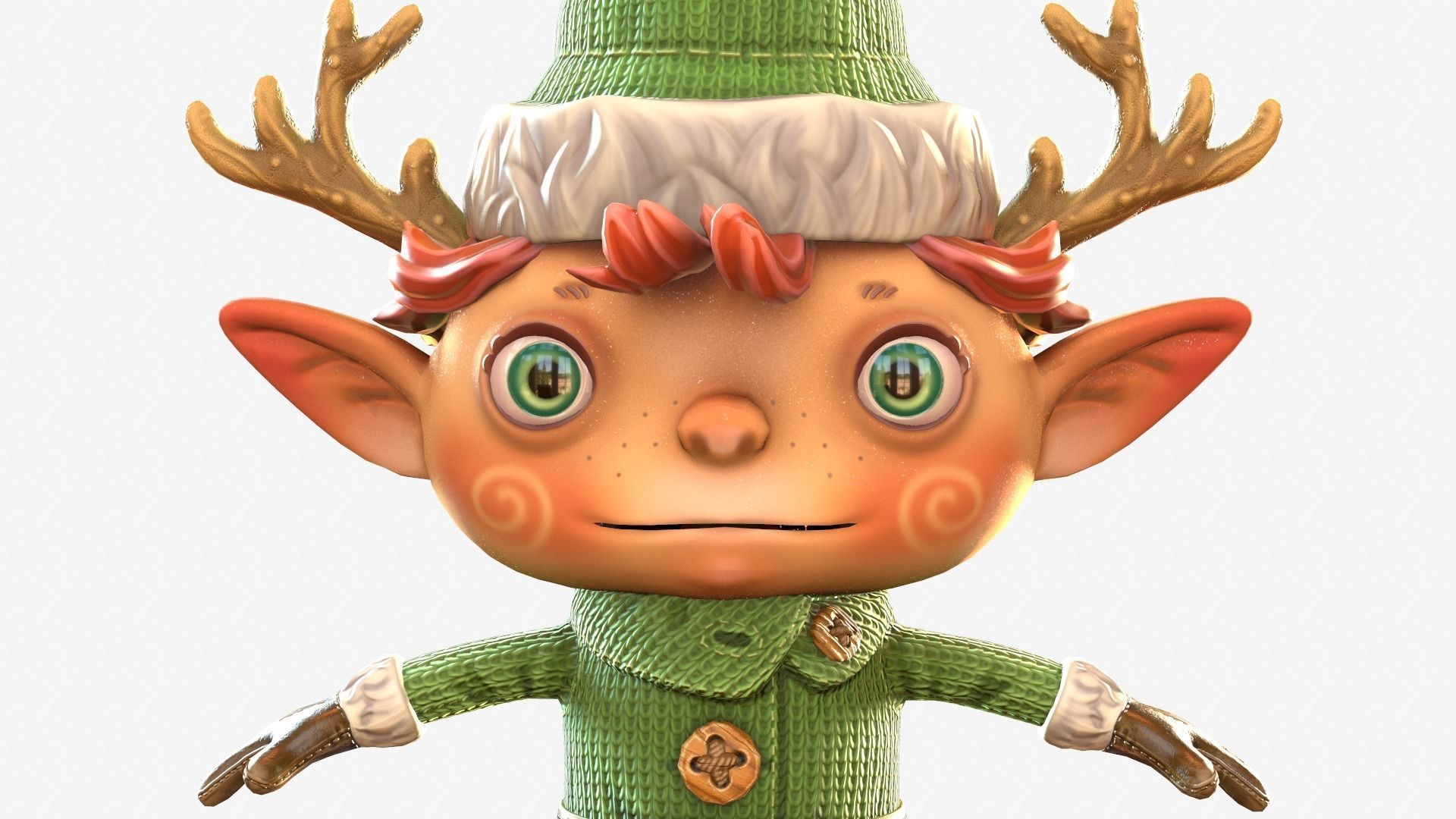 Christmas elf  Low-poly 3D model_22