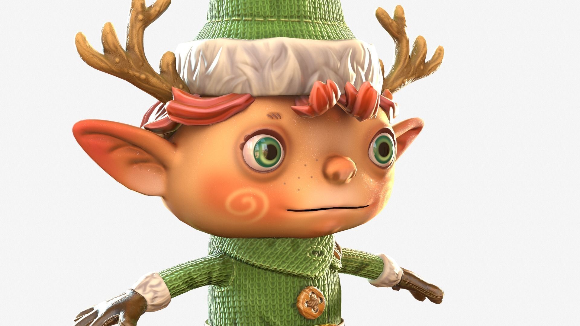 Christmas elf  Low-poly 3D model_23