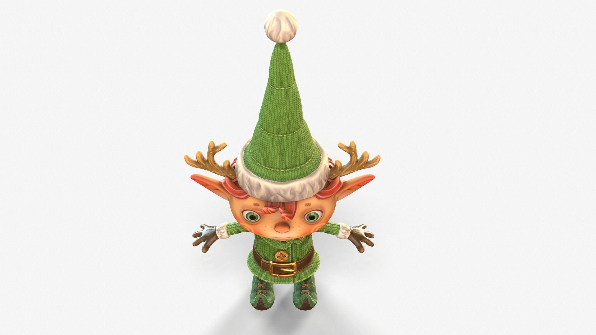 Christmas elf  Low-poly 3D model_32