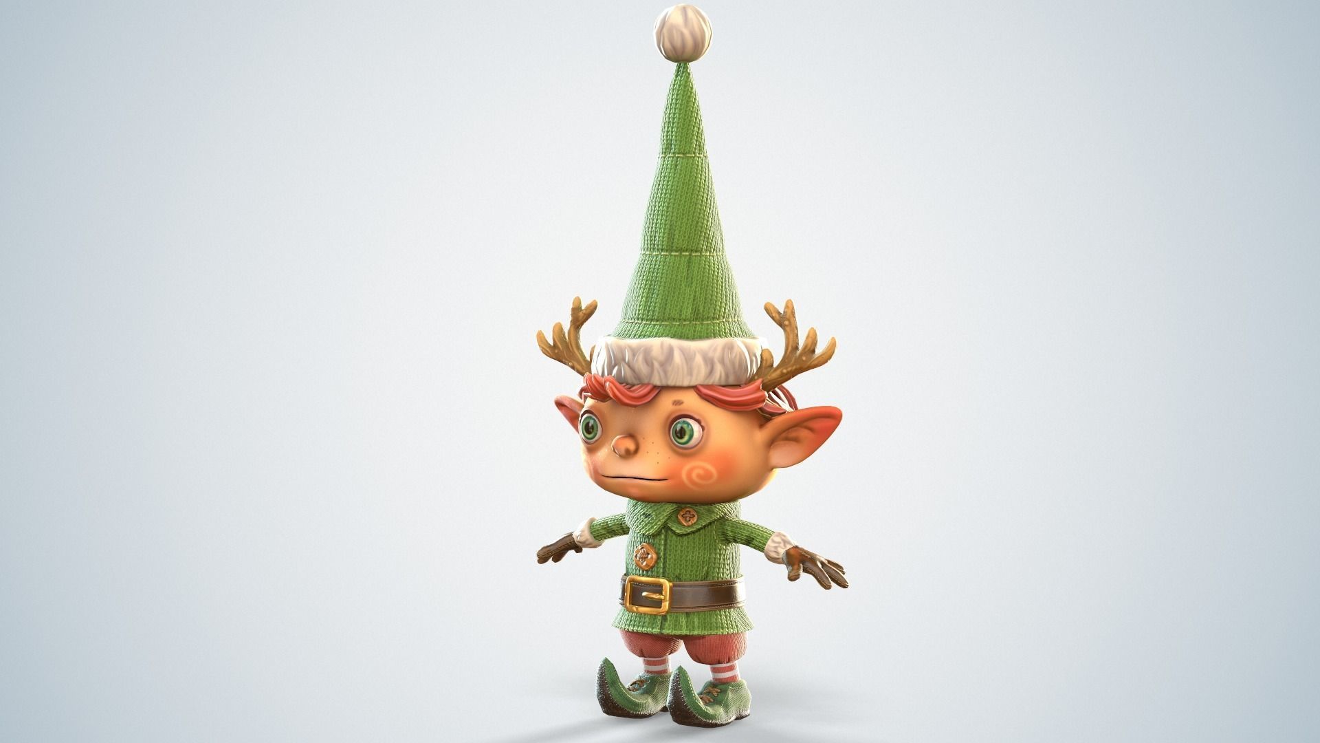 Christmas elf  Low-poly 3D model_11