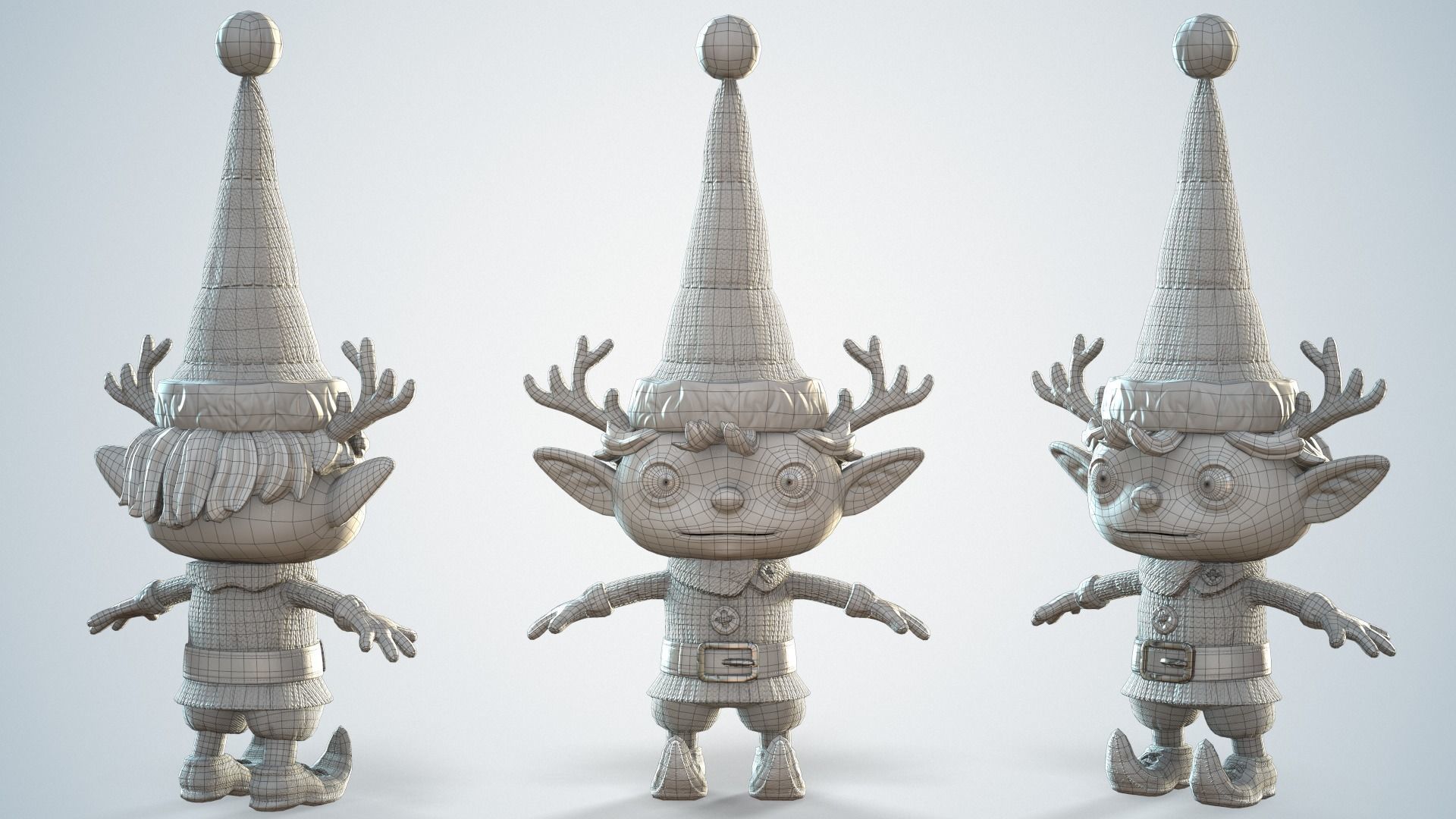 Christmas elf  Low-poly 3D model_3