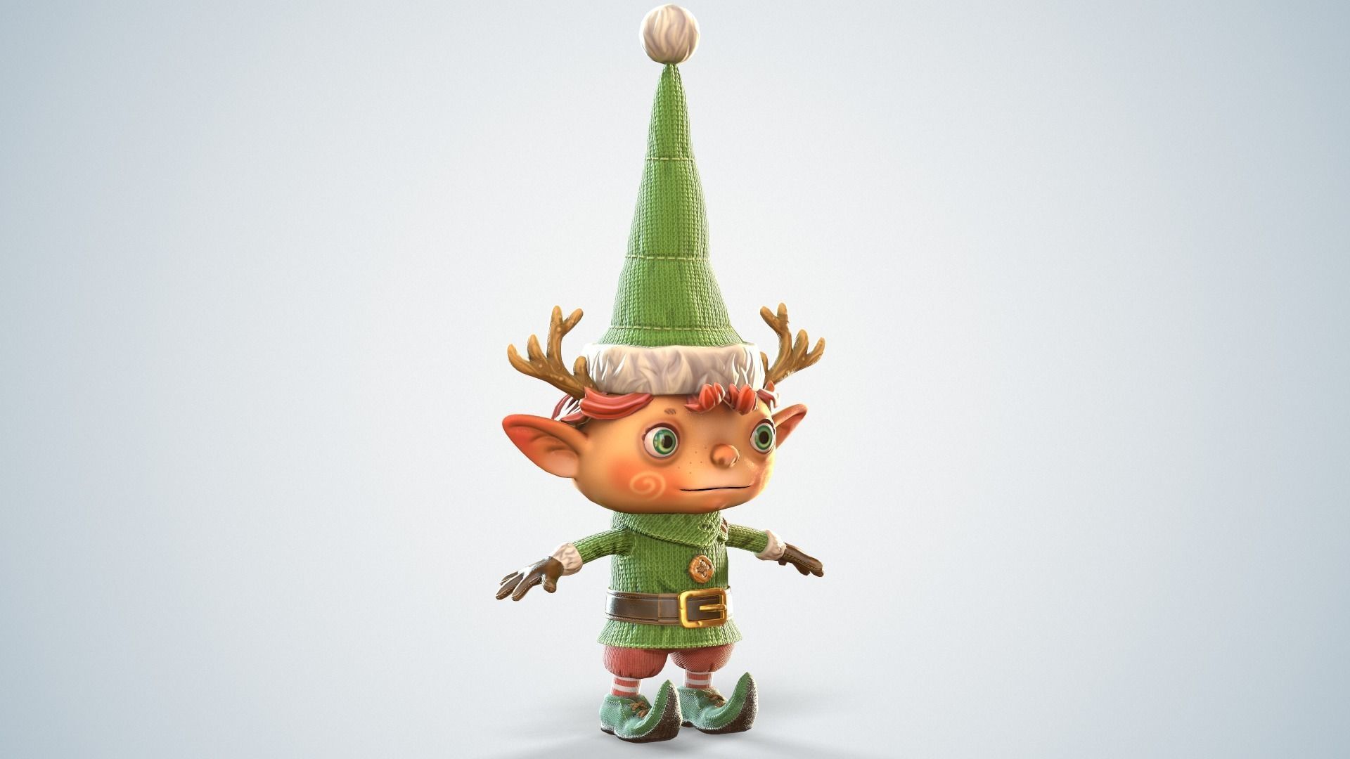Christmas elf  Low-poly 3D model_4