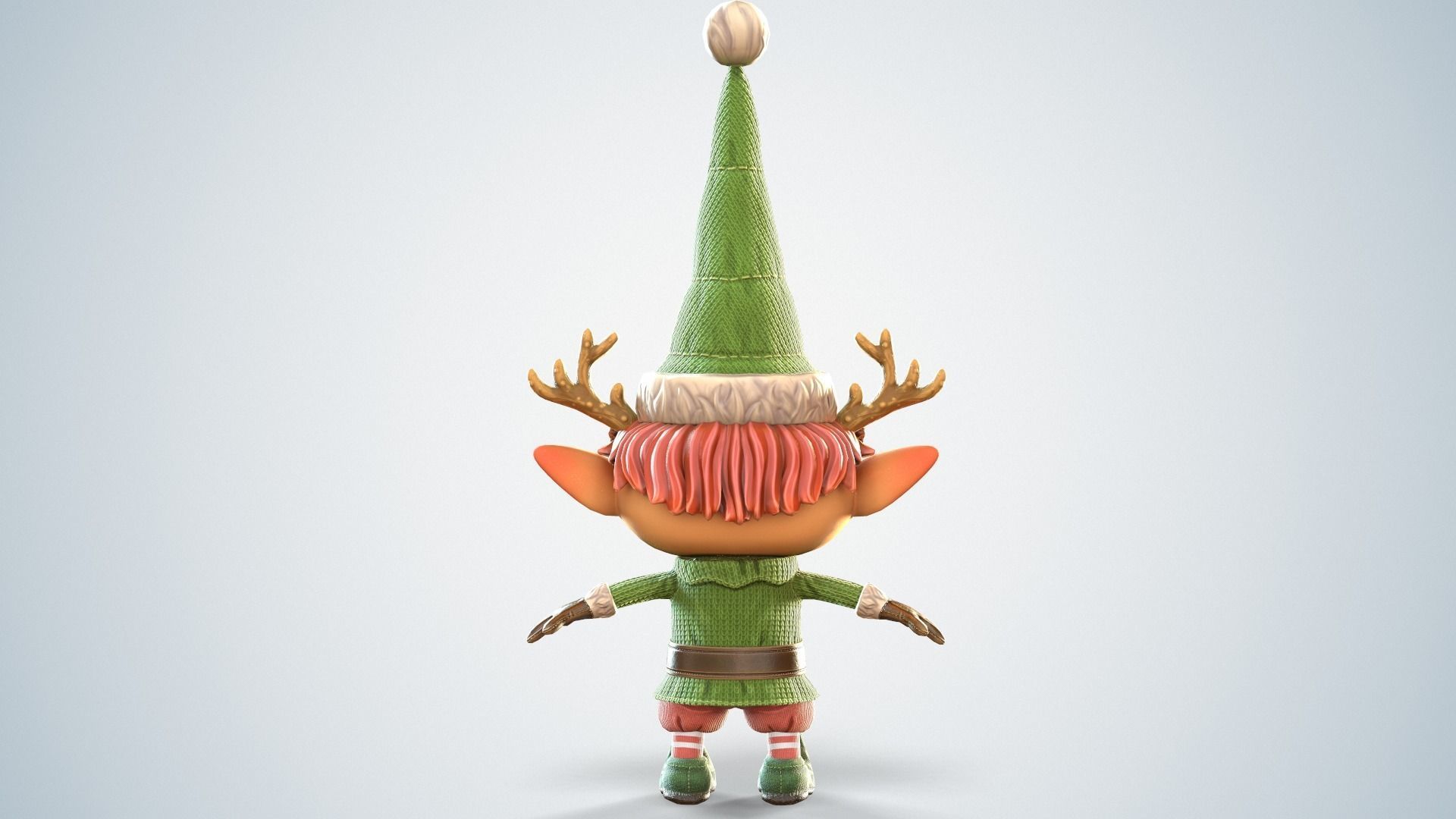 Christmas elf  Low-poly 3D model_7